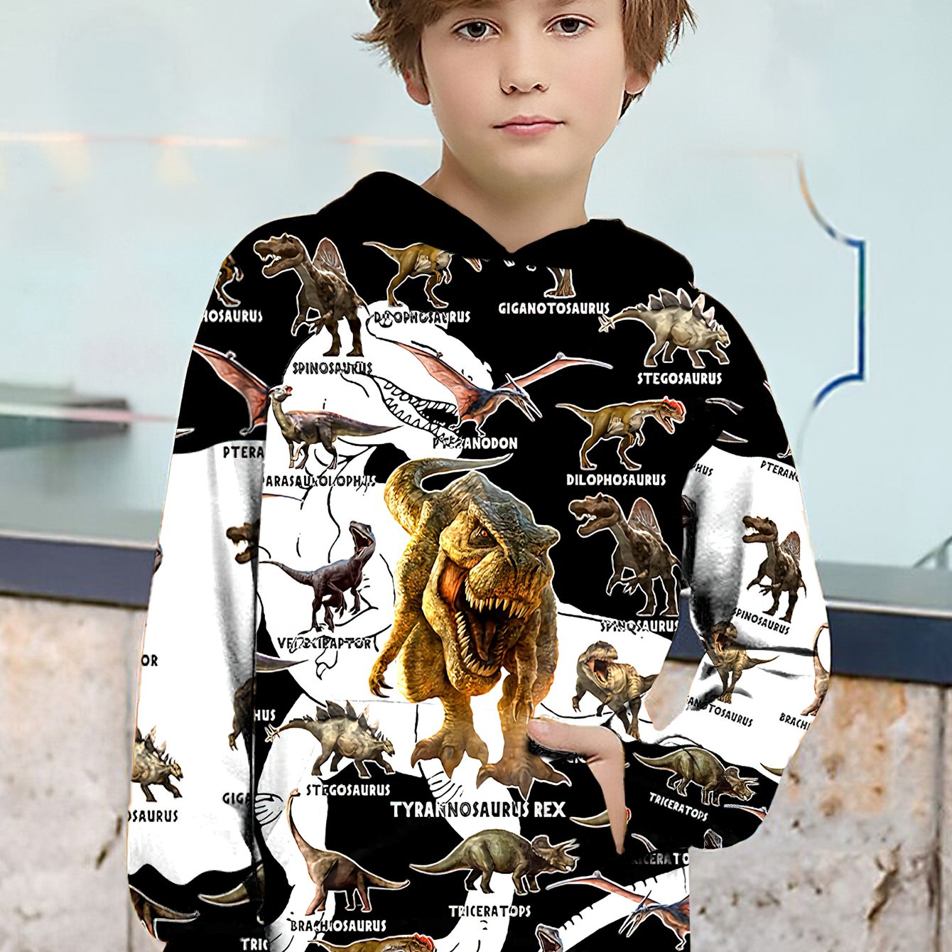 Dinosaur 3d Printed Fashion Pullover Sweatshirts Novelty Pattern Hoodies For , Clothing, For Teenager