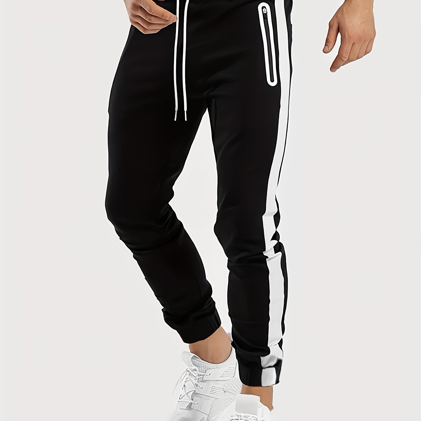 Contrast Color Side Strip Design Print Drawstring Sweatpants - Temu