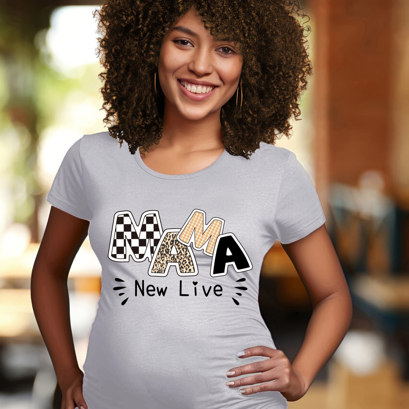 Women's Maternity Trendy Mama Print T shirt Active Slightly - Temu