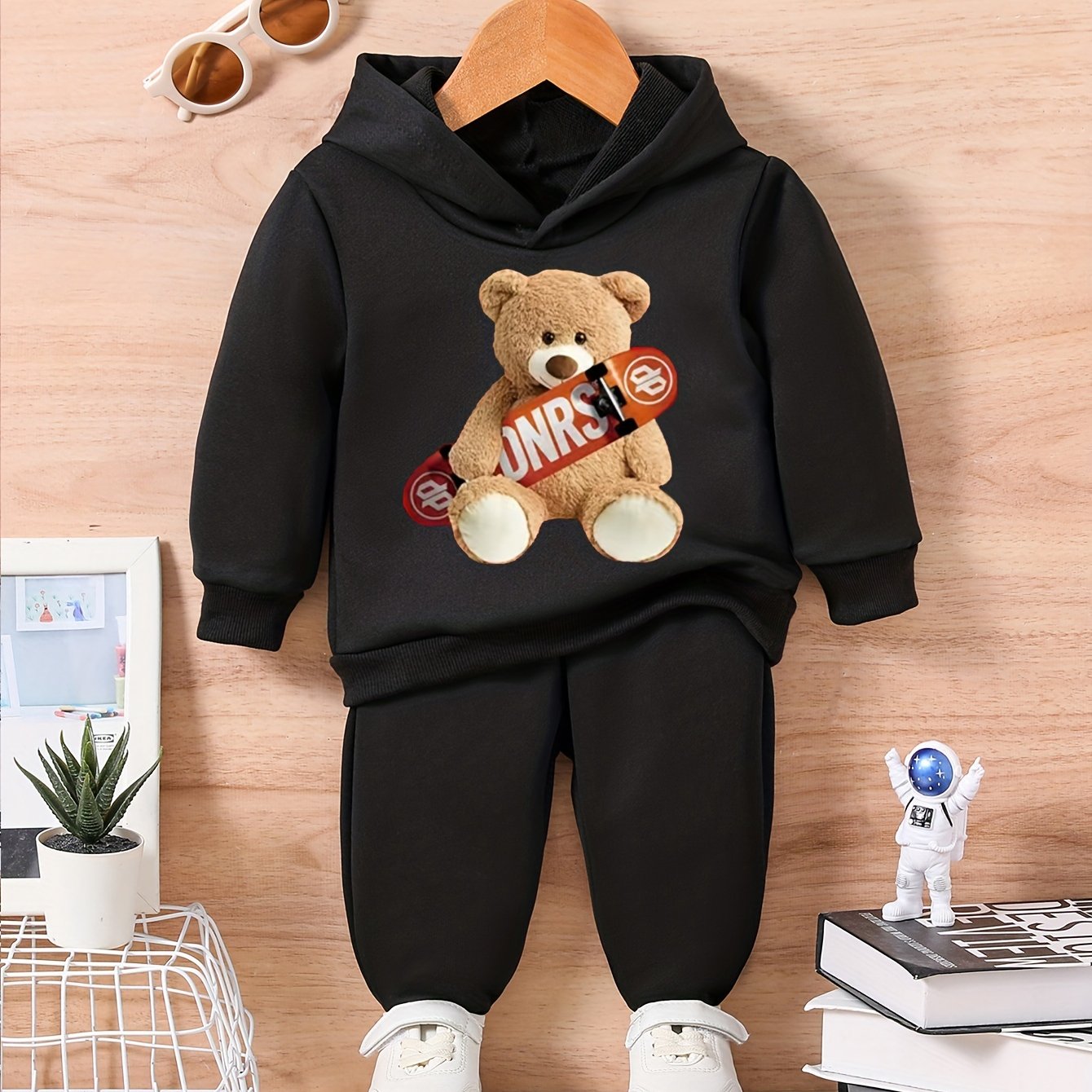 Teddy Bear Print Boys Outfits Casual Hoodies Long Sleeve Temu