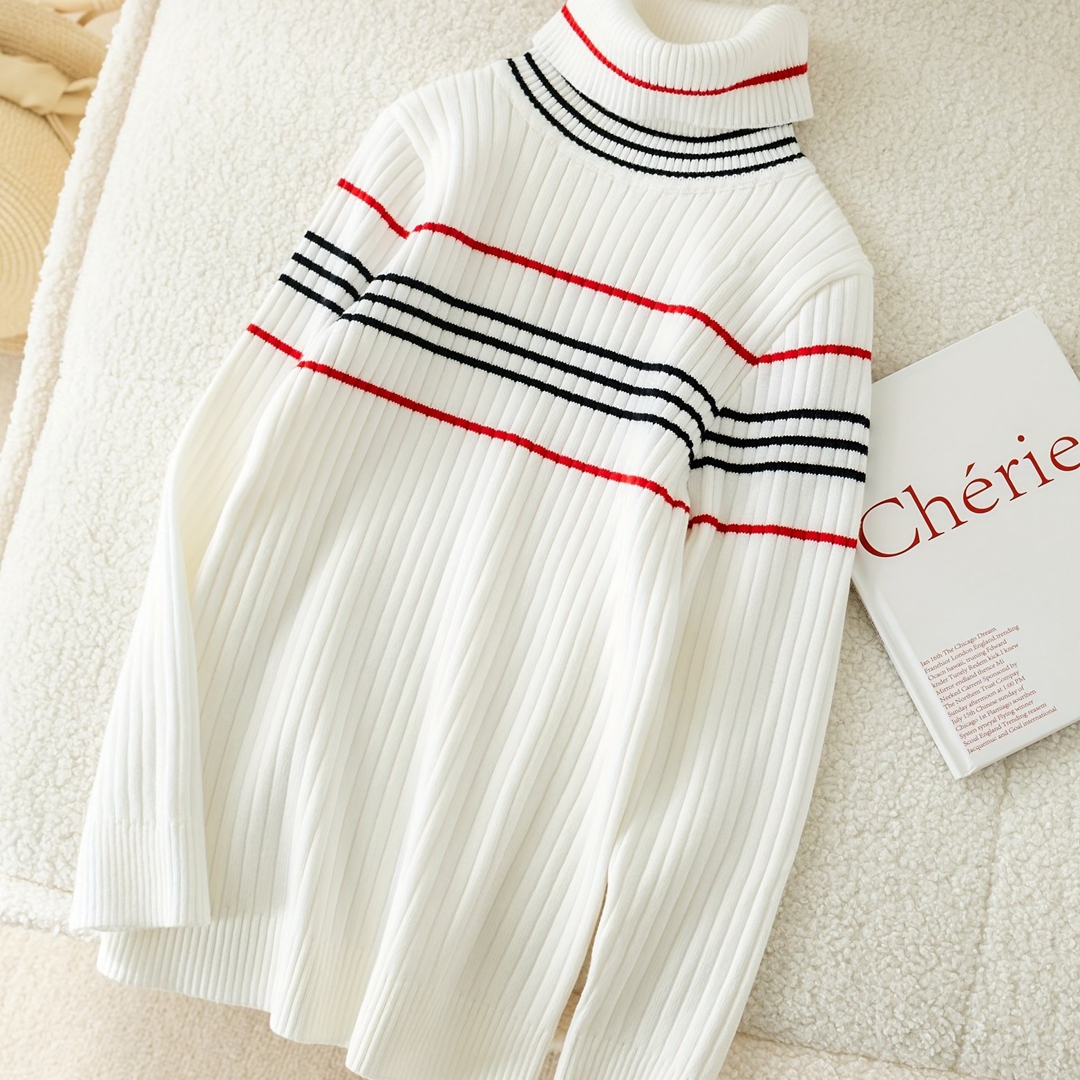 Girls 2024 striped turtleneck