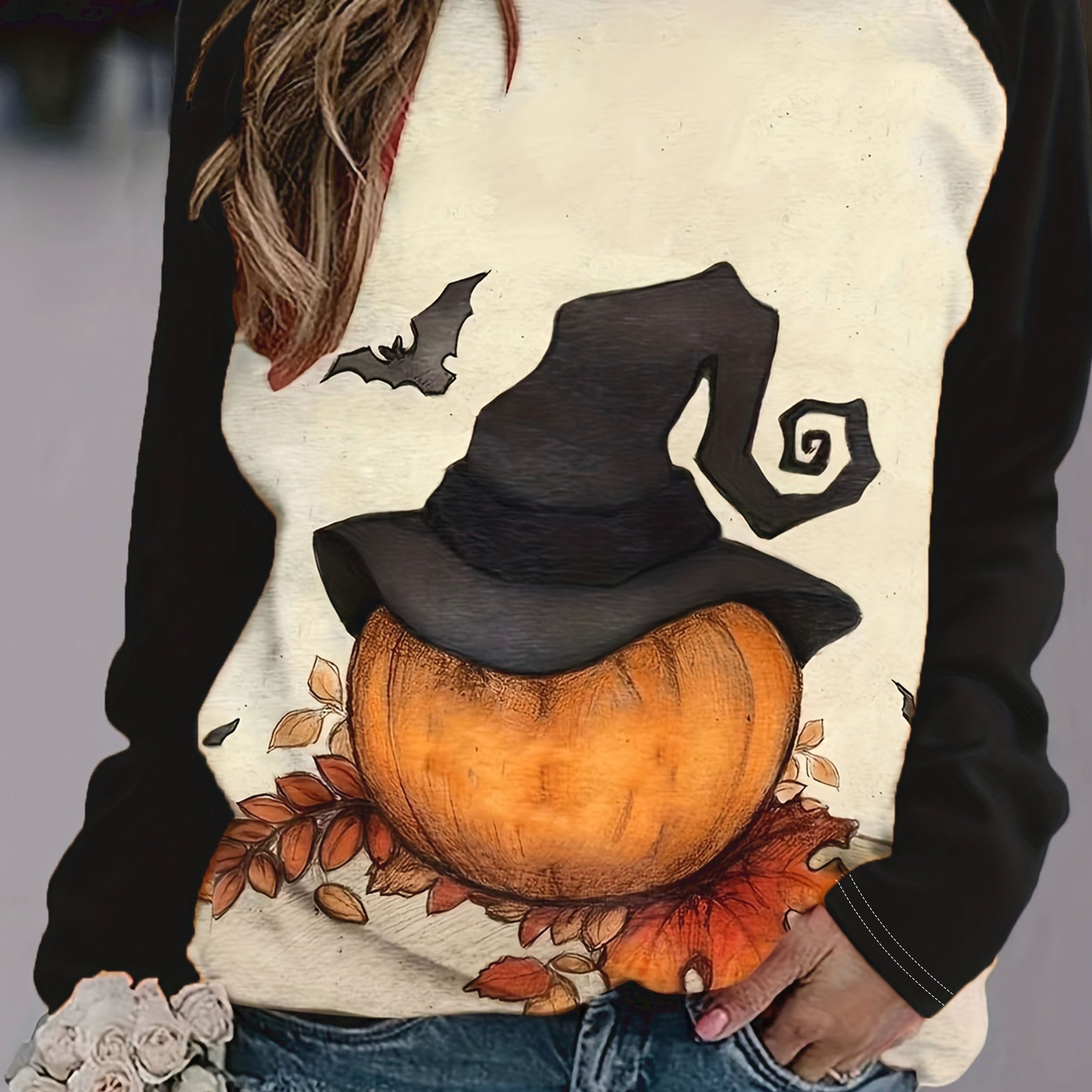 Plus Size Halloween Top Women's Plus Pumpkin Print Tie Dye - Temu Canada