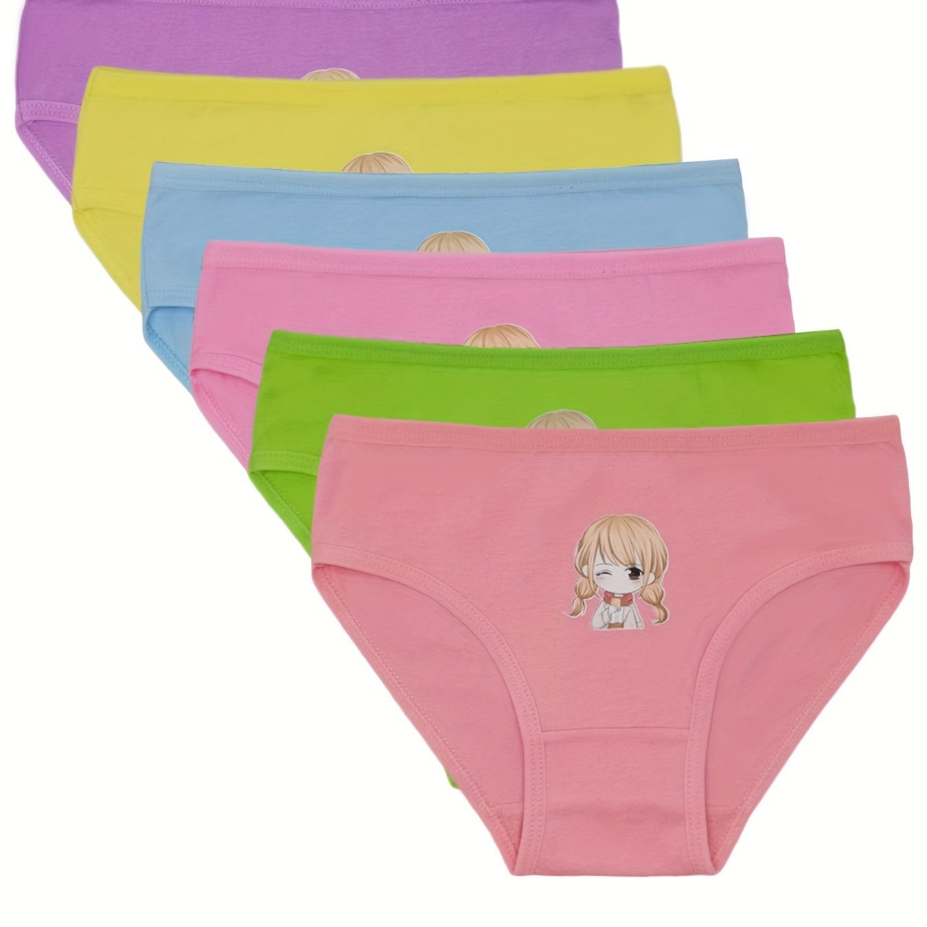 5pcs Girl's Breathable Briefs, Cartoon Ballet Girl Pattern Comfy Cotton  Panties, Kid's Underwear