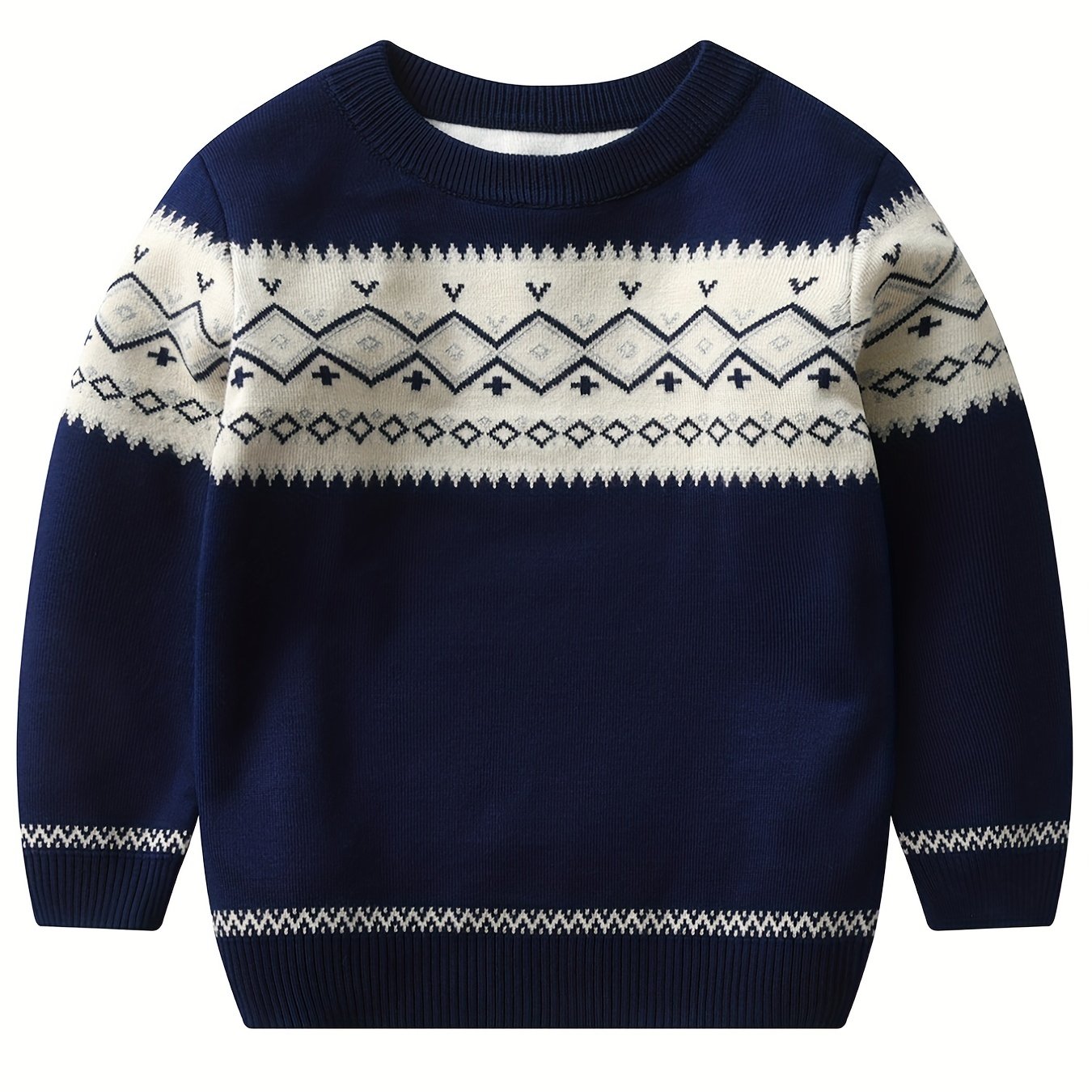 Image of Autumn, And Winter Children's Sweater, Boys' Geometric Pattern Knitwear, Pullover Sweater