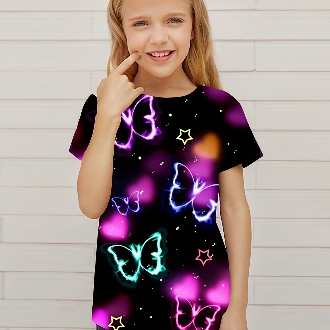 Camiseta Niña Estampado Mariposas En 3d Verano Ropa Niños - Temu Chile