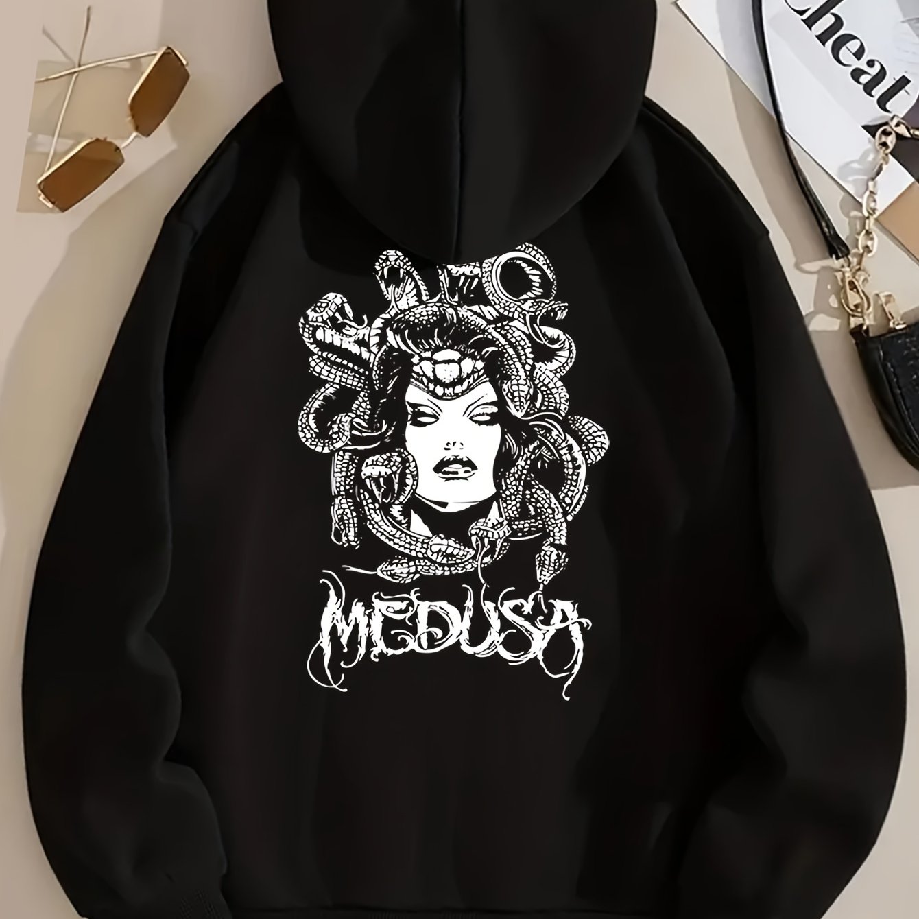 E-shop Damens Casual Kapuzenpullover - Lavendel-Schlangenprint mit Fronttasche, Gemütlicher Herbst-Winter-Pullover, Maschinenwaschbar, Trendige Mode,