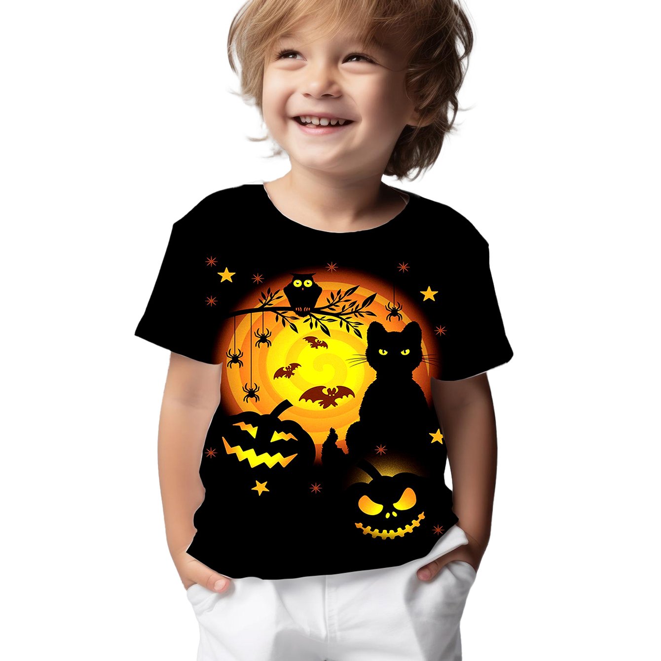 Halloween Funny Smiling Face Print T-shirts For Boys - Cool, Lightweight  And Comfy Summer Clothes! - Temu Germany