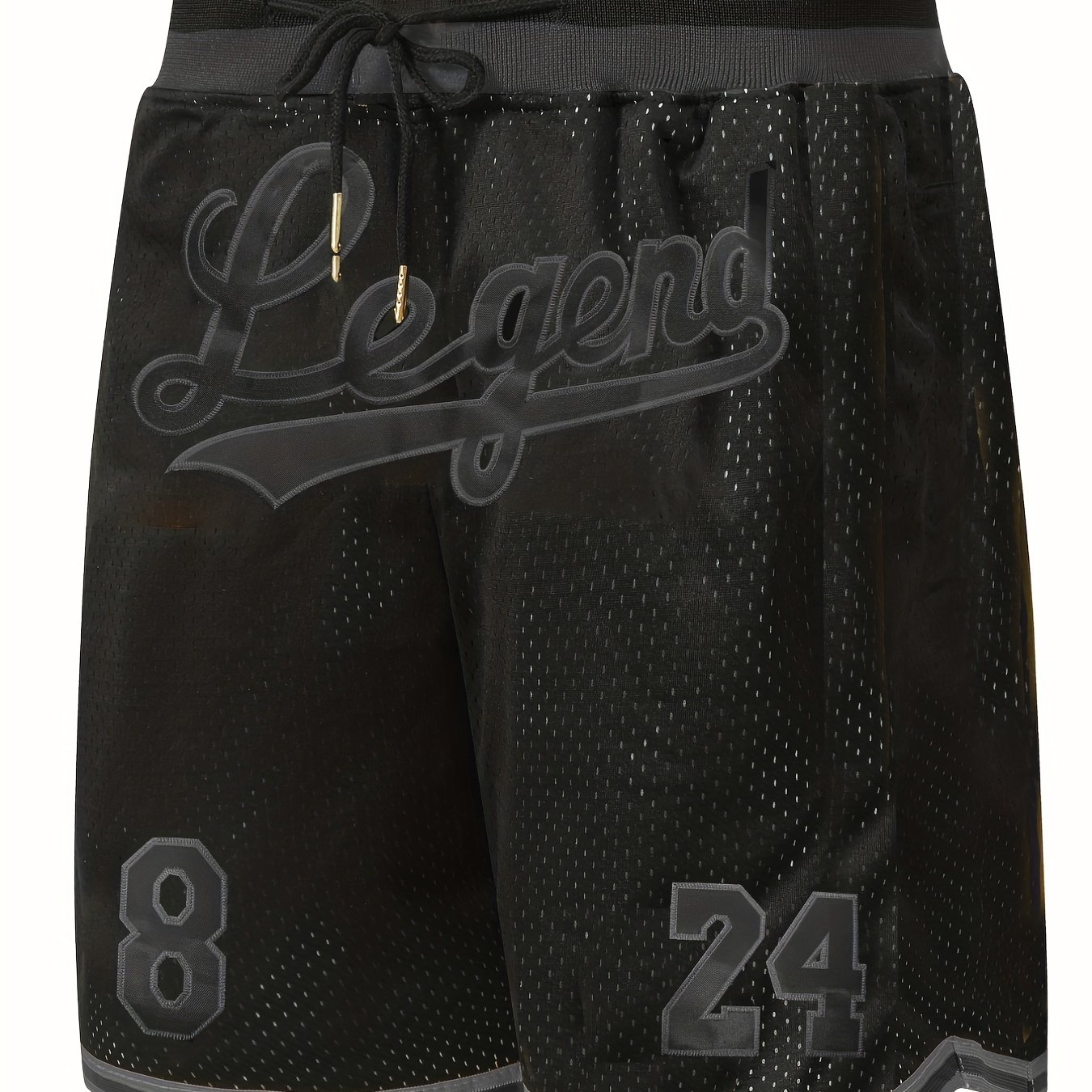 TEMU Men's Letter Embroidery Active Shorts For Basketball, Quick Drying Comfy Breathable Mesh Shorts With Pockets