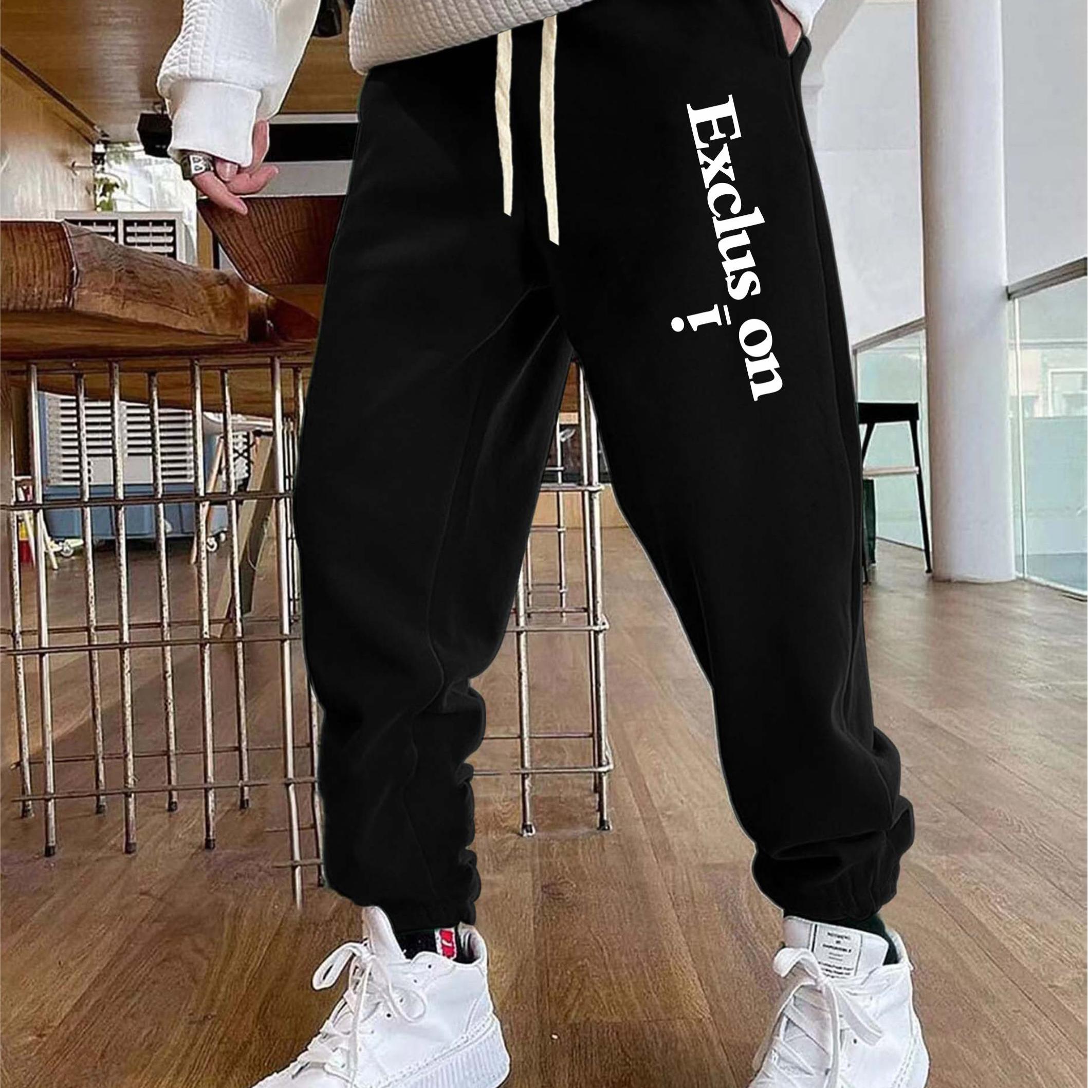 Letter Print Joggers Men's Casual Loose Fit Stretch Waist - Temu