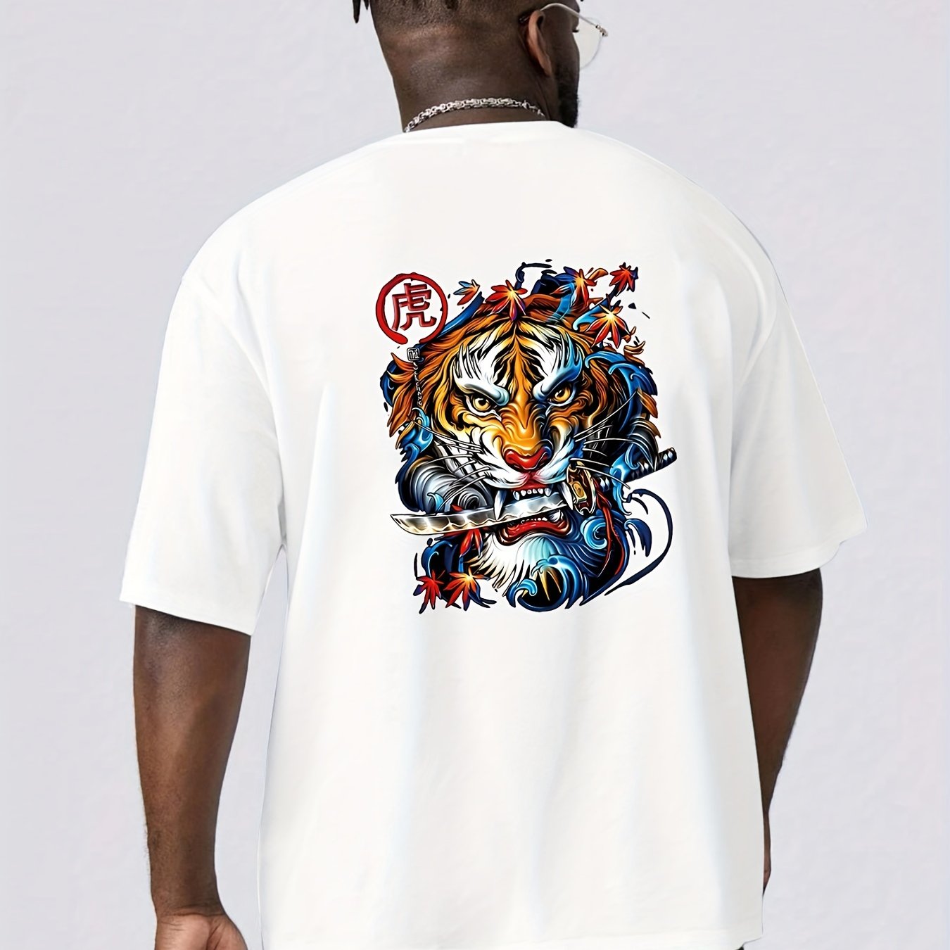 Trendy Tiger Print Men's T-shirt For Summer Outdoor, Chic Male Clothing -  Temu