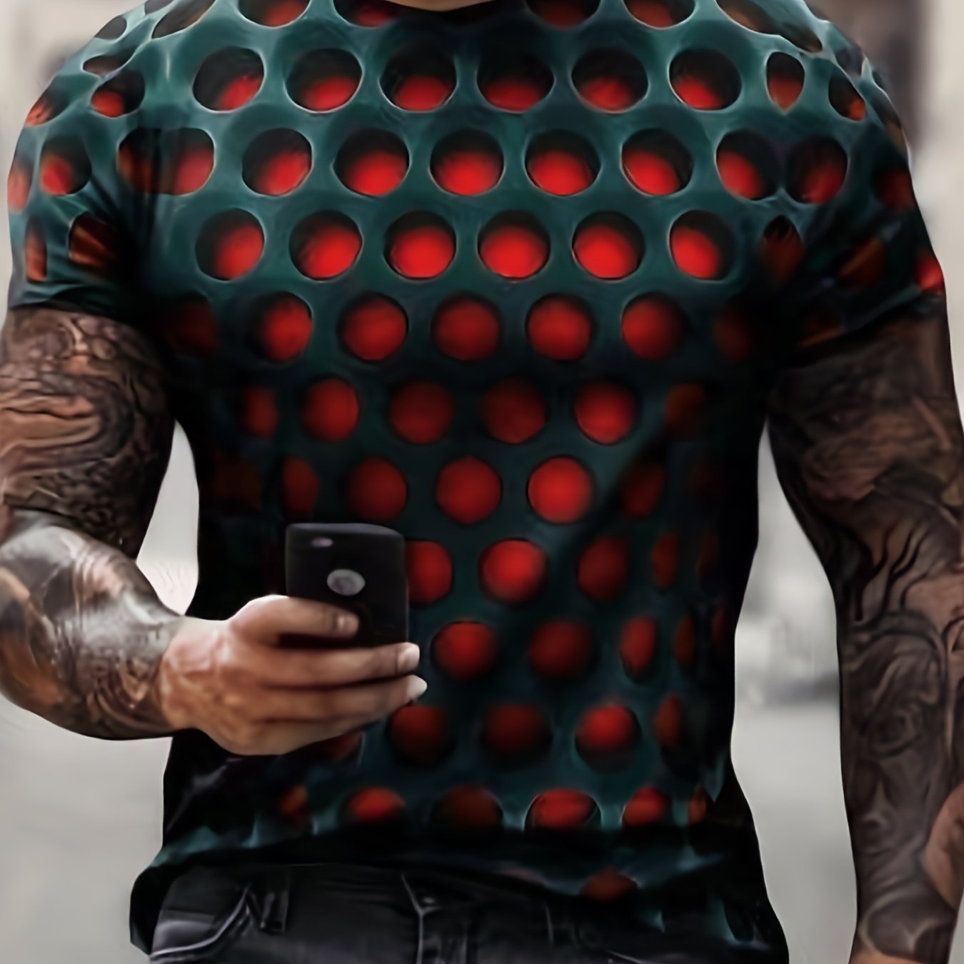 Men's Cool 3d Pattern Graphic , Casual Slightly Stretch Short Sleeves Crew Neck , Men's Clothing, Fathers Day Gifts 2023