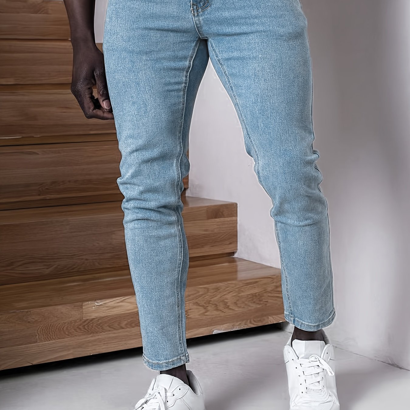 Slim Fit Straight Leg Cotton Jeans Men's Casual Street Style - Temu Italy