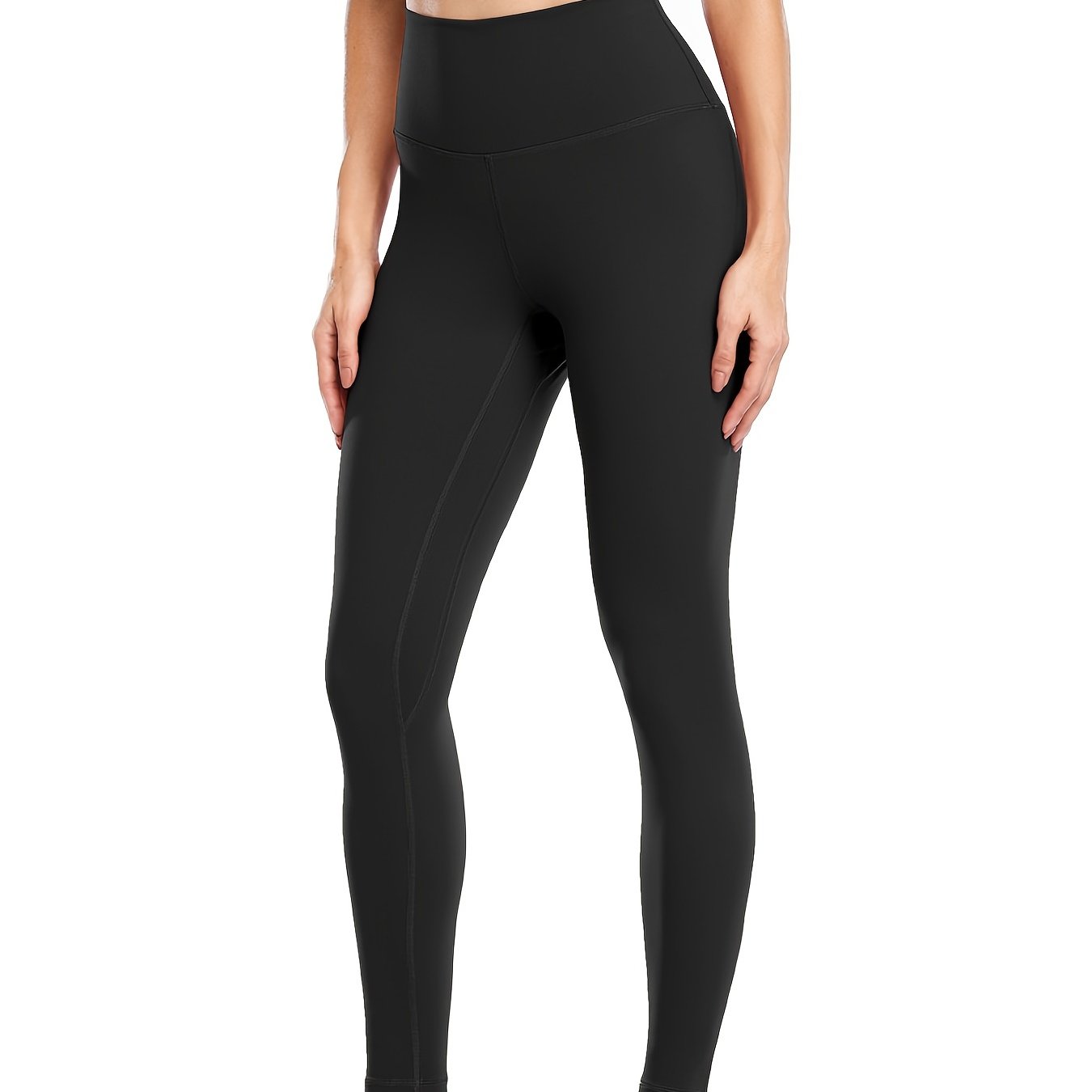 Solid Color Sports Leggings High Waist Tummy Control Workout - Temu