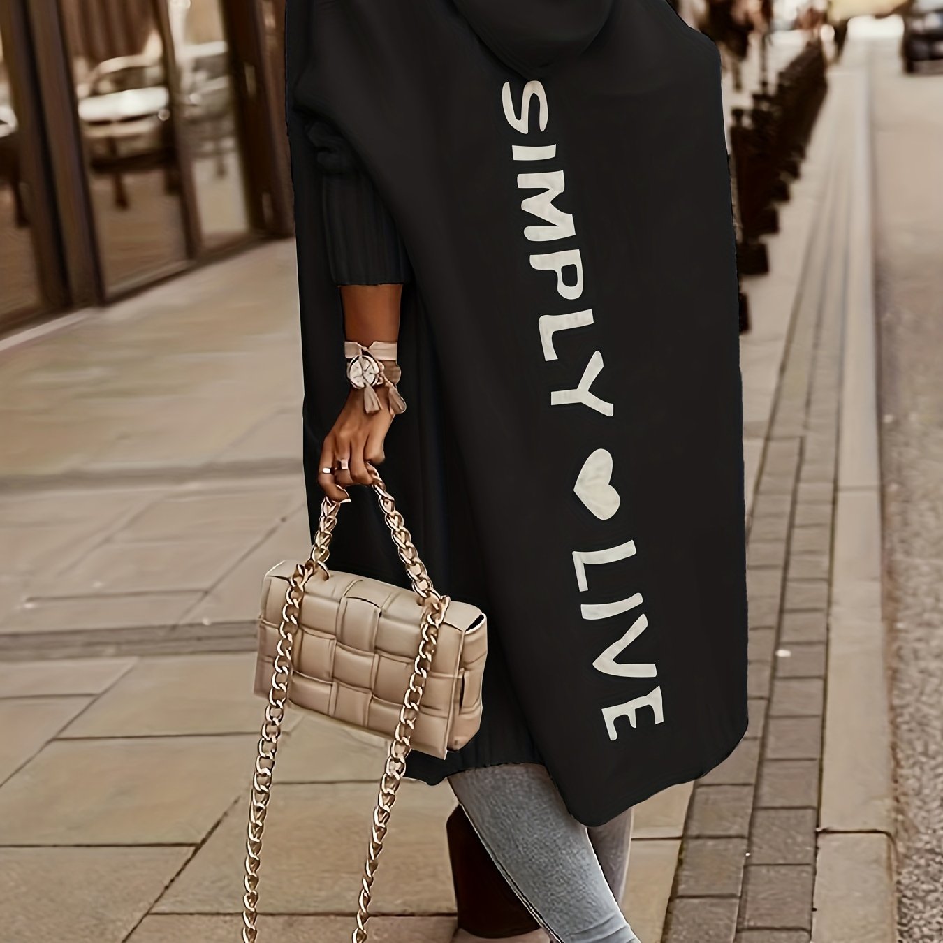 Plus Size Women's Elegant Cardigan Sweater - Spring Summer Fall Letter Hooded Top, Casual To Formal Wear, Women's Fashion Clothing, Vintage Long Sleeve Outing Cardigan Sweater