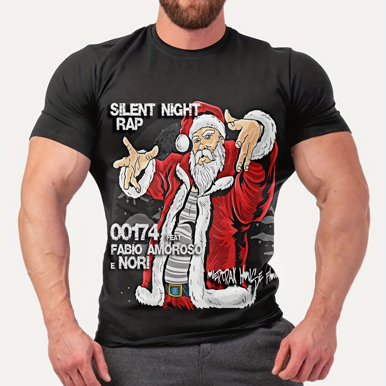 VSSSJ Men's Fashion Tee Shirts Slim Fit Funny Santa Claus Letter