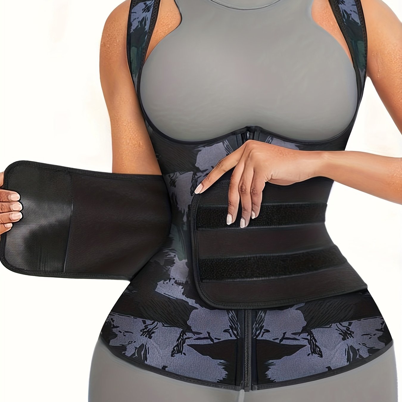 Neoprene Sauna Suit For Women Sauna Sweat Vest Waist Trainer For Women  Zipper Tank Top Vest With Adjustable Belts