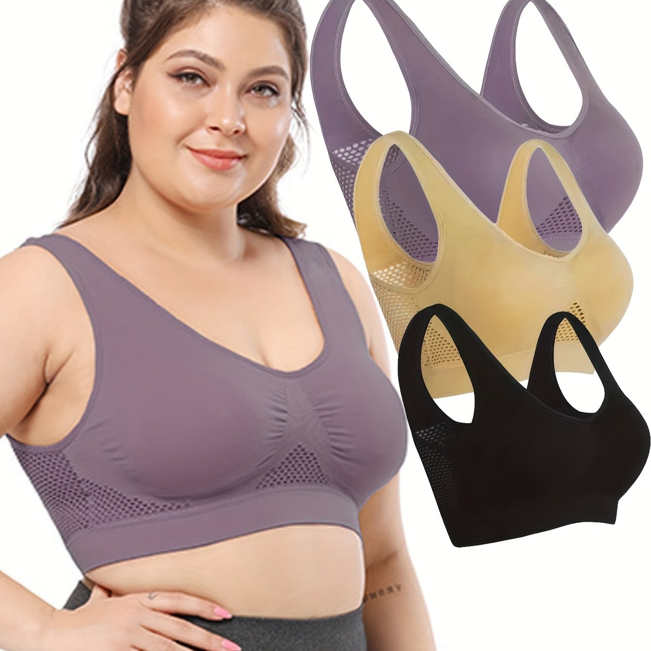 2Pack Sports Bras for Women Wirefree Yoga Bras Tank Top,Plus Size  4XL/5XL/6XL
