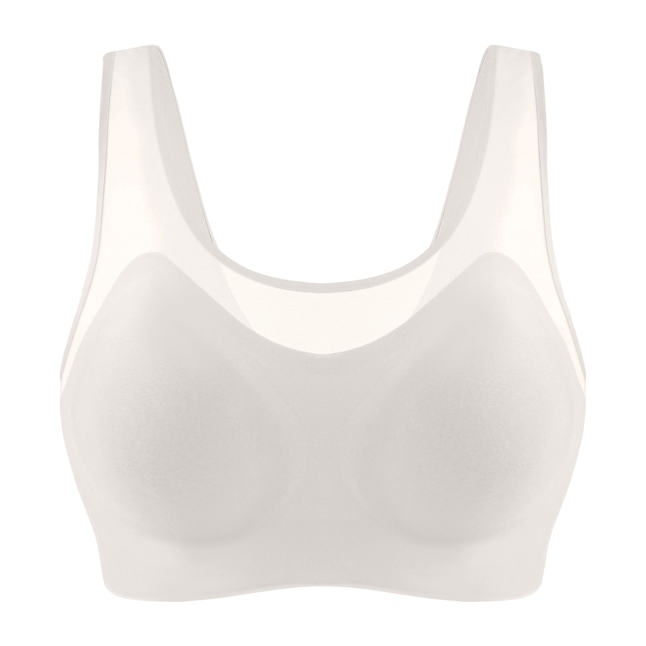 Contrast Mesh Wireless Bra Comfy Breathable Push Tank Bra - Temu Belgium