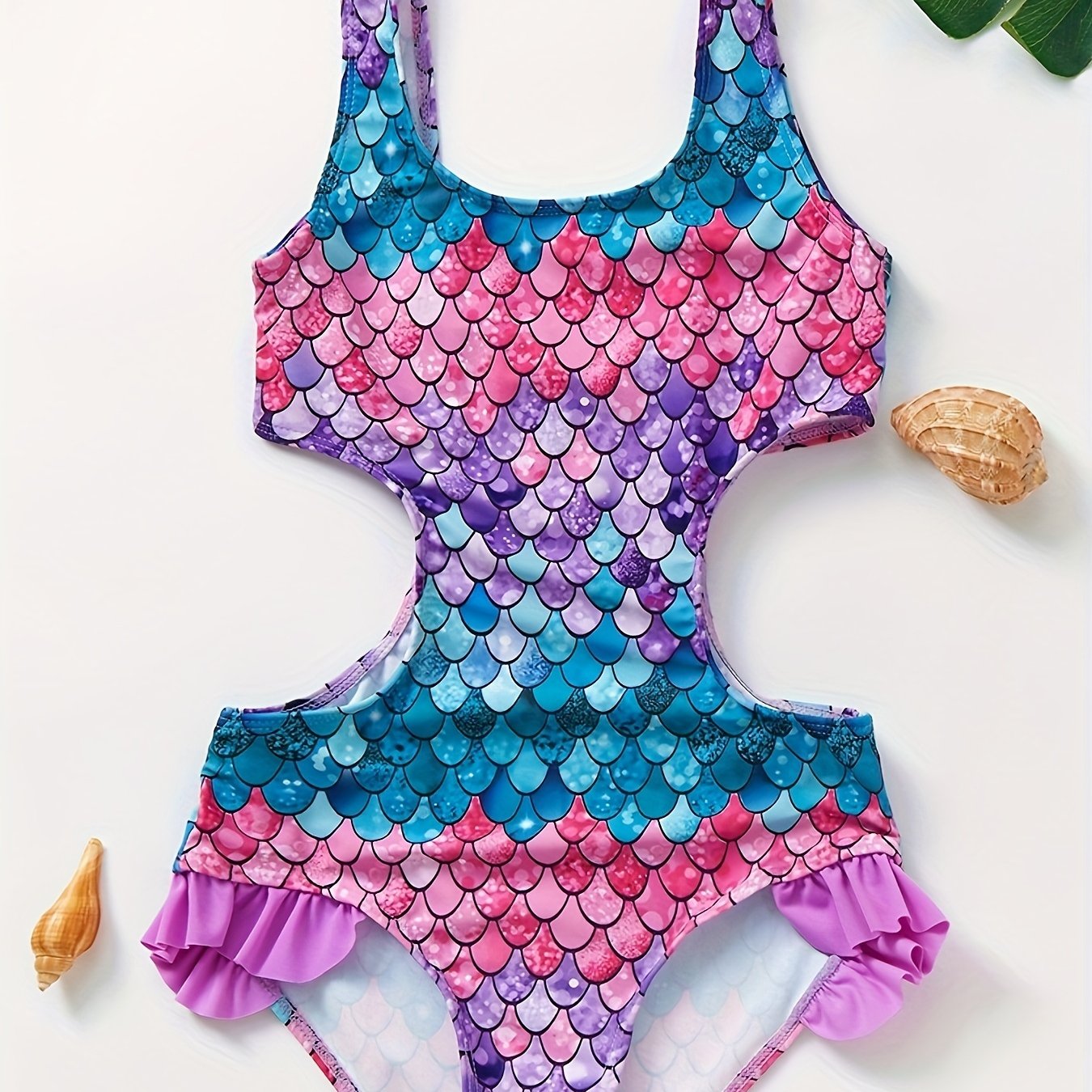 ' Swimsuit 3~ Girls' Swimsuit Gradient Scale Print Girls' One-piece Swimsuit