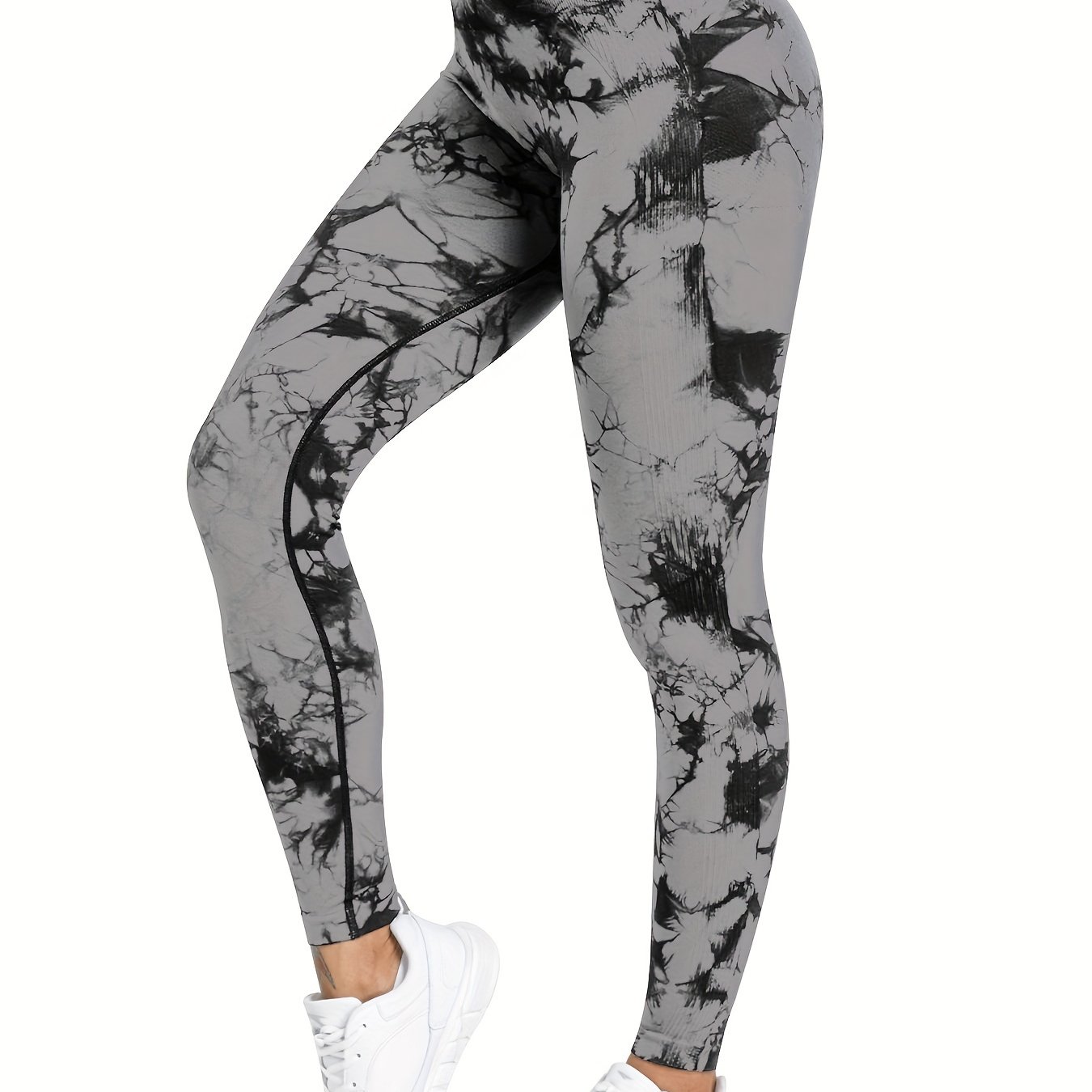 NWT Balance Collection Leggings White and Gray Marble Tie Dye Size M Medium