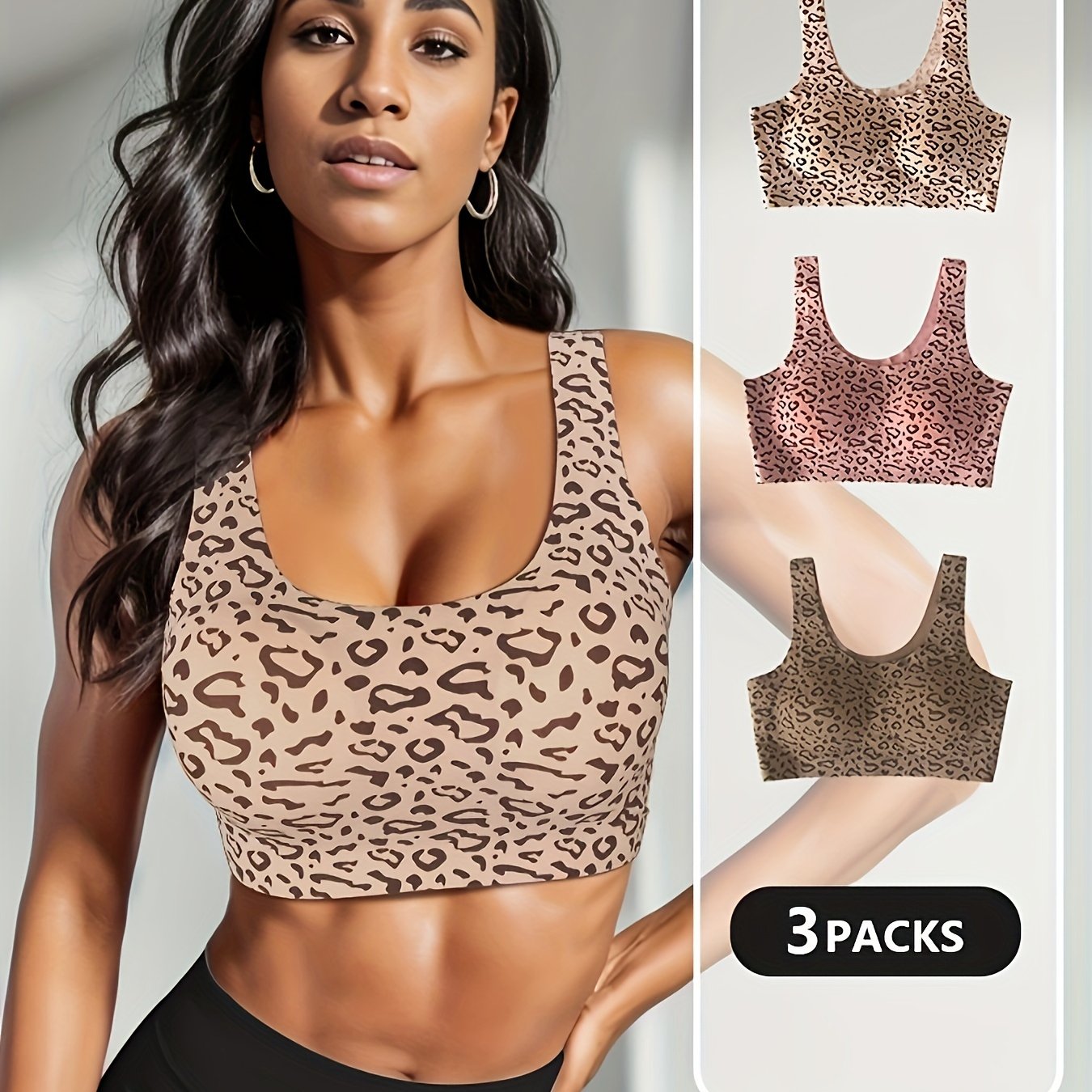 Bras European American Womens Sexy Leopard Seamless Ice Silk Lingerie Set  Plus Size Non Wire Bra Adjustable Straps Beautiful Back From 15,94 €