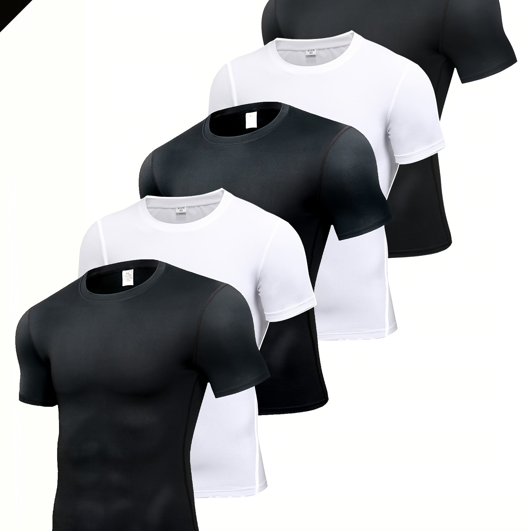 5pcs Men's Compression Short Sleeve T-shirts, Stretch Fabric, Underwear, Shirts, Compression Garments [sweat-wicking & Quick-drying]