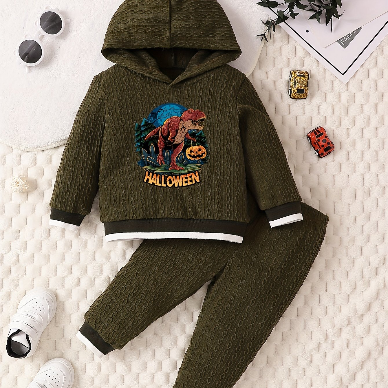 Boy's Christmas Style Outfit 2pcs, Hoodie & Jogger Pants Set, Kid's Clothes  For Spring Fall