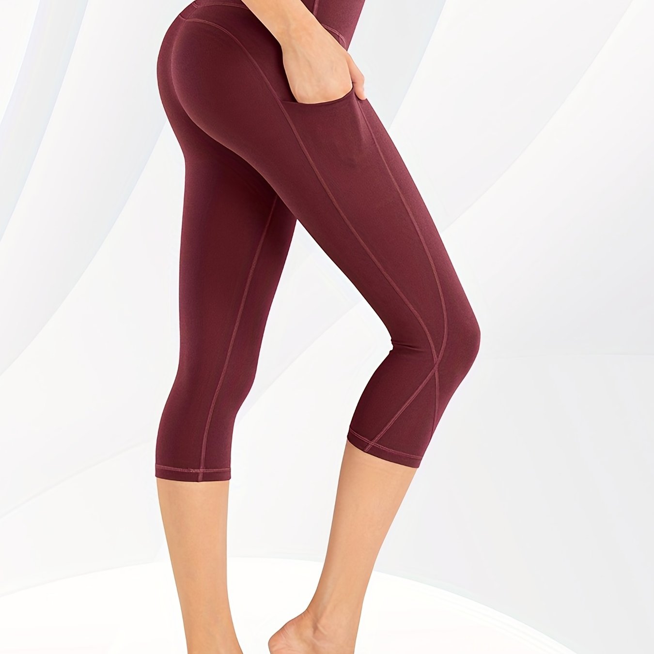 Summer Solid Color Capri Yoga Pants Women's High Waist Butt - Temu