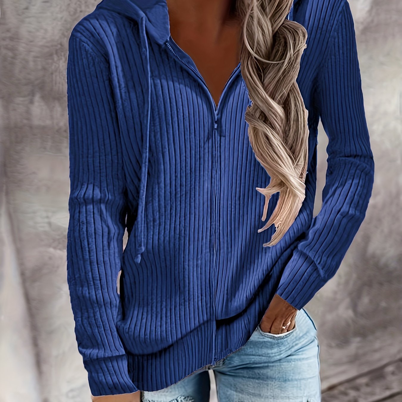 TEMU Zip Up Drawstring Hoodies, Casual Long Sleeve Sweatshirt, Women's Clothing