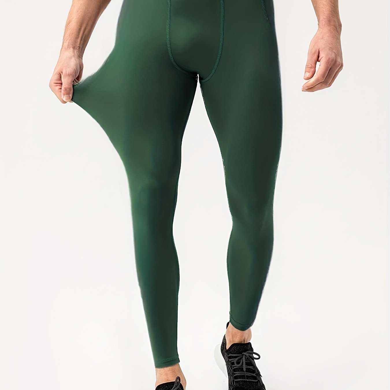 Men's Solid Comfy Leggings Pocket Active High Stretch - Temu