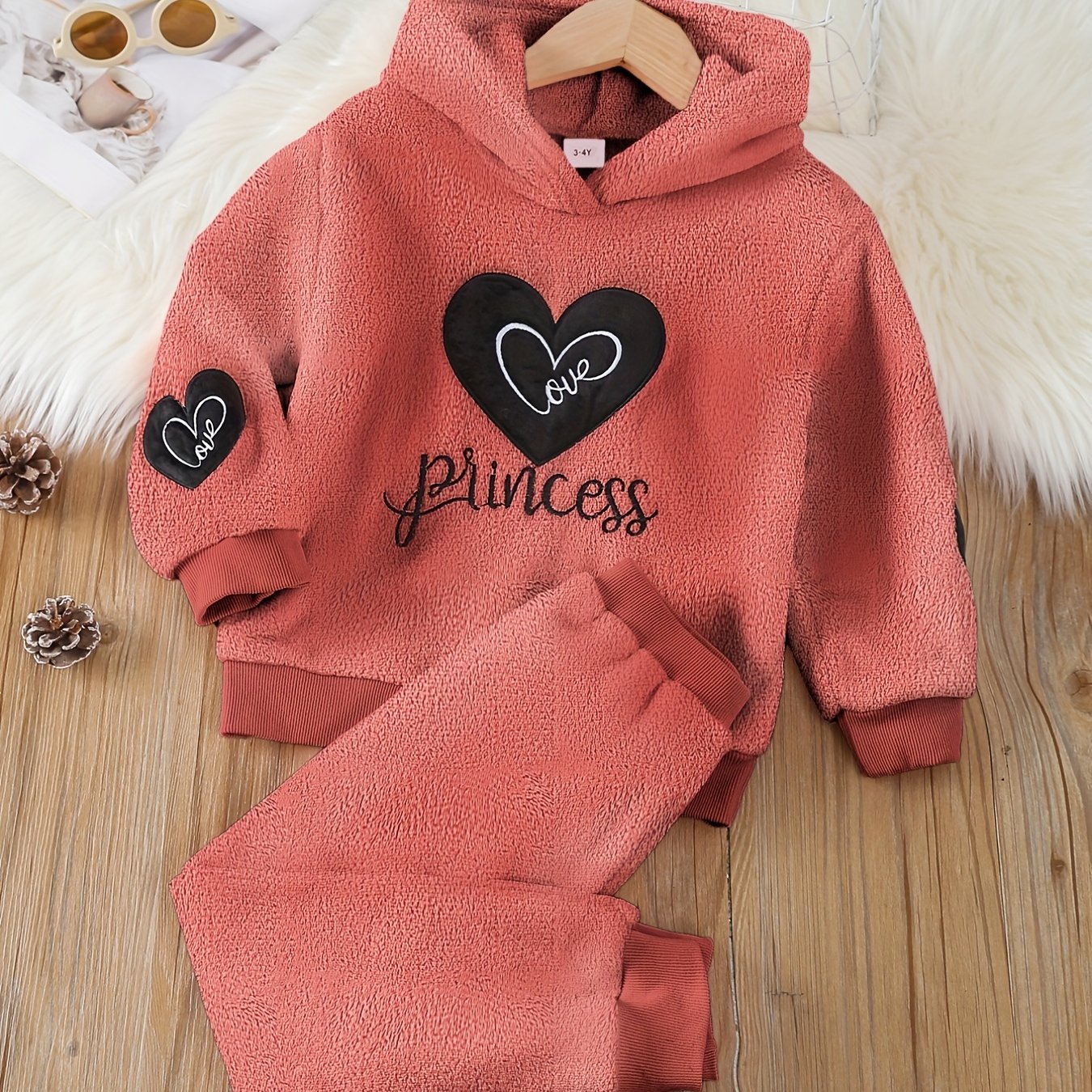 Girls Hoodie Pants Set princess Heart Design Fall Winter - Temu Canada