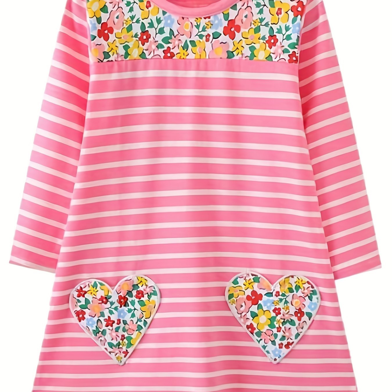 Image of Girls' Autumn Thanksgiving Dress, European And Striped Floral Pattern, Random Long Sleeve Outdoor Dress