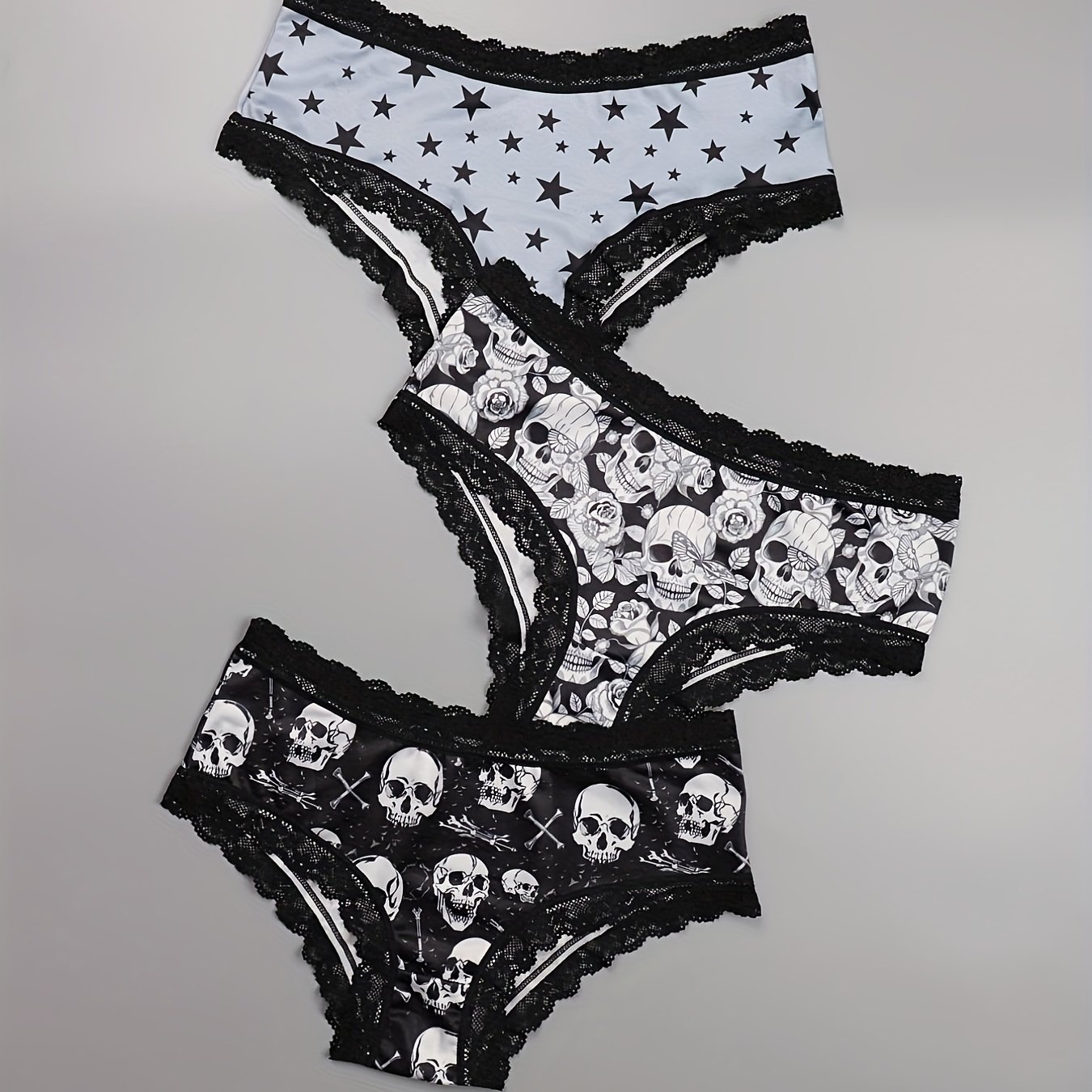 1X Women Cute Underwear Briefs Star Printed Lace Triangle Panty Plus Size  Soft 