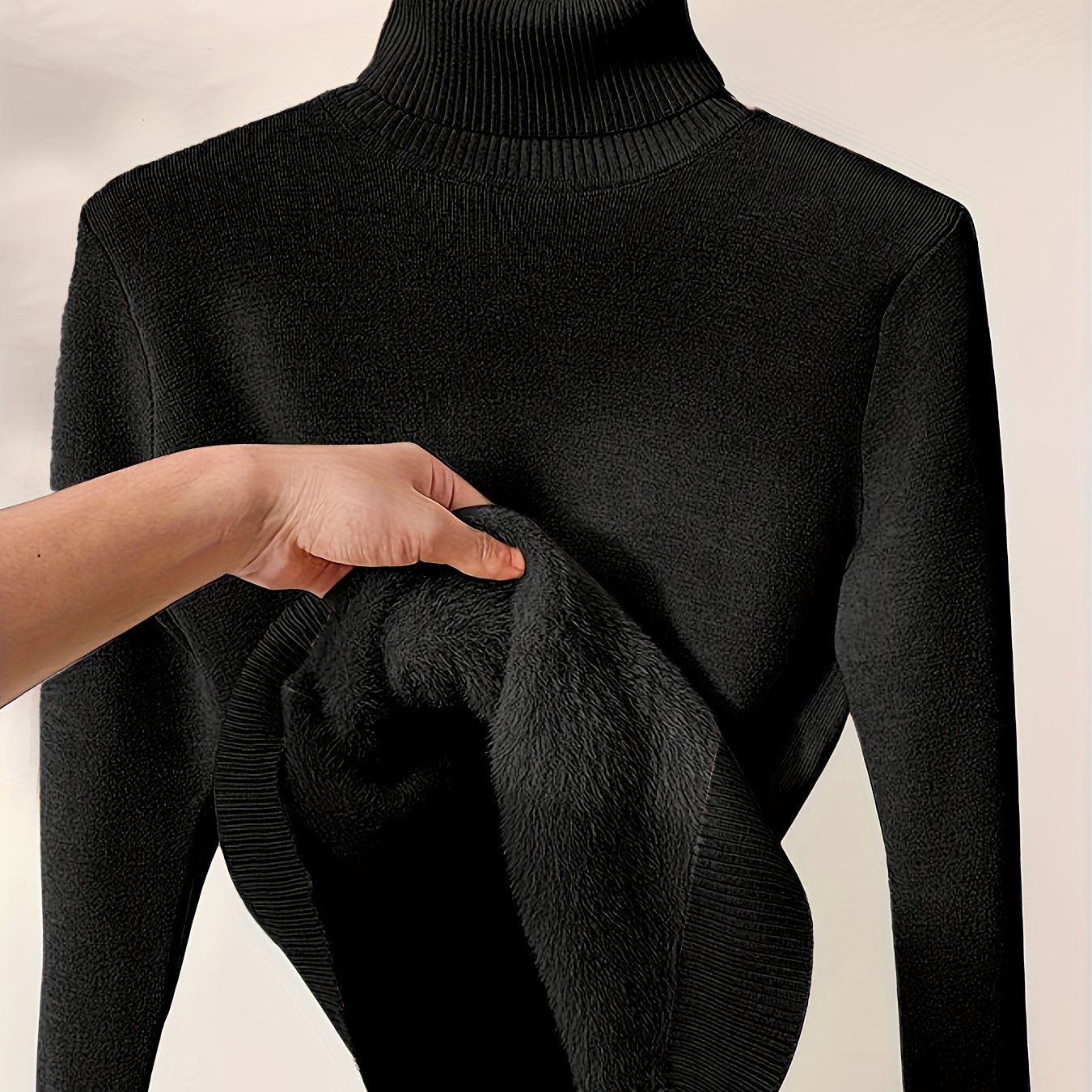 Solid Color High-neck Sweater Sweater Suitable For Fall/winter - Soft Medium-stretch Tunic Pullover, Casual Warm Blouse Style Sweater For Office, Layering & Casual Attire (hand Wash/dry)