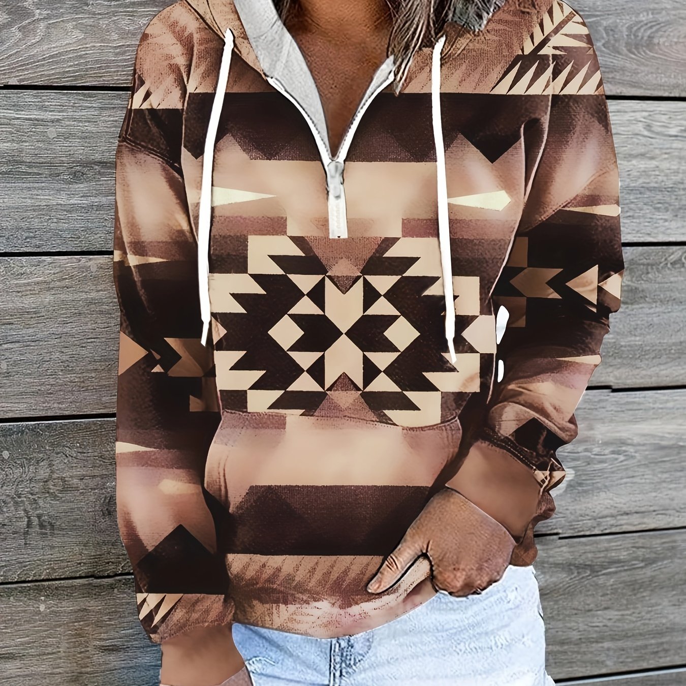 Women's aztec print hoodie hotsell
