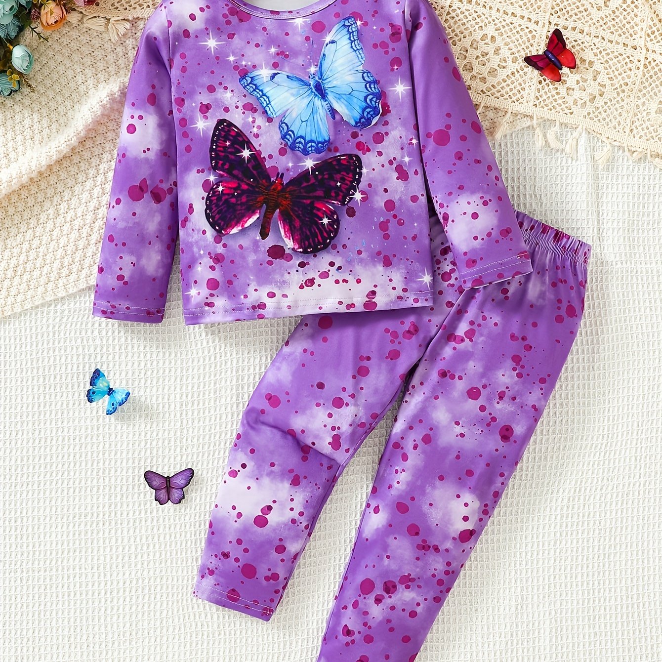 Image of Girls' Long Sleeve Set With Cute Print, Kids' Pants 2pcs Set, Animal Pattern, Autumn New Full Print Toddler Clothes, Perfect For Outdoor,christmas,halloween