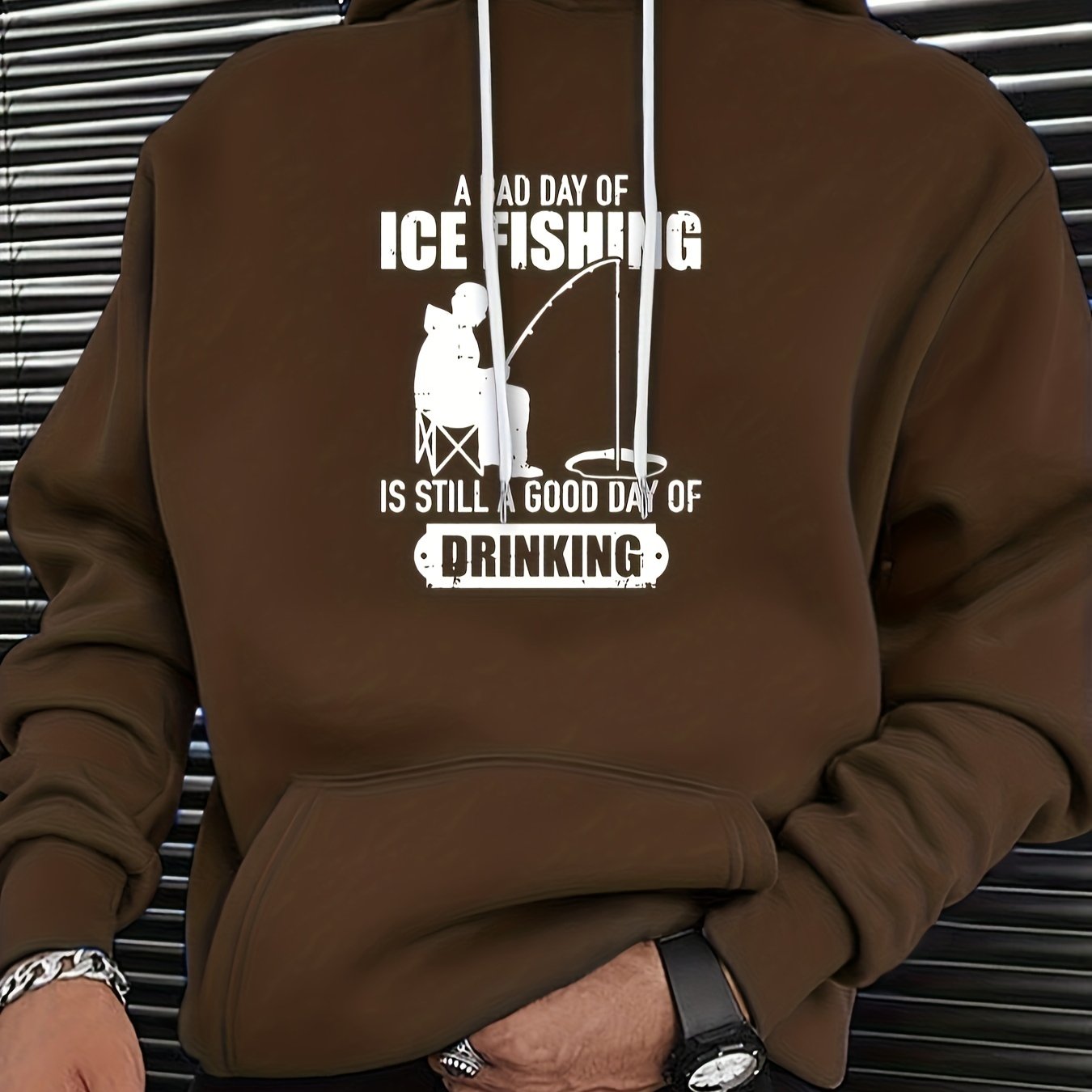 Ice Fishing Print Hoodies For Men Graphic Sweatshirt With - Temu