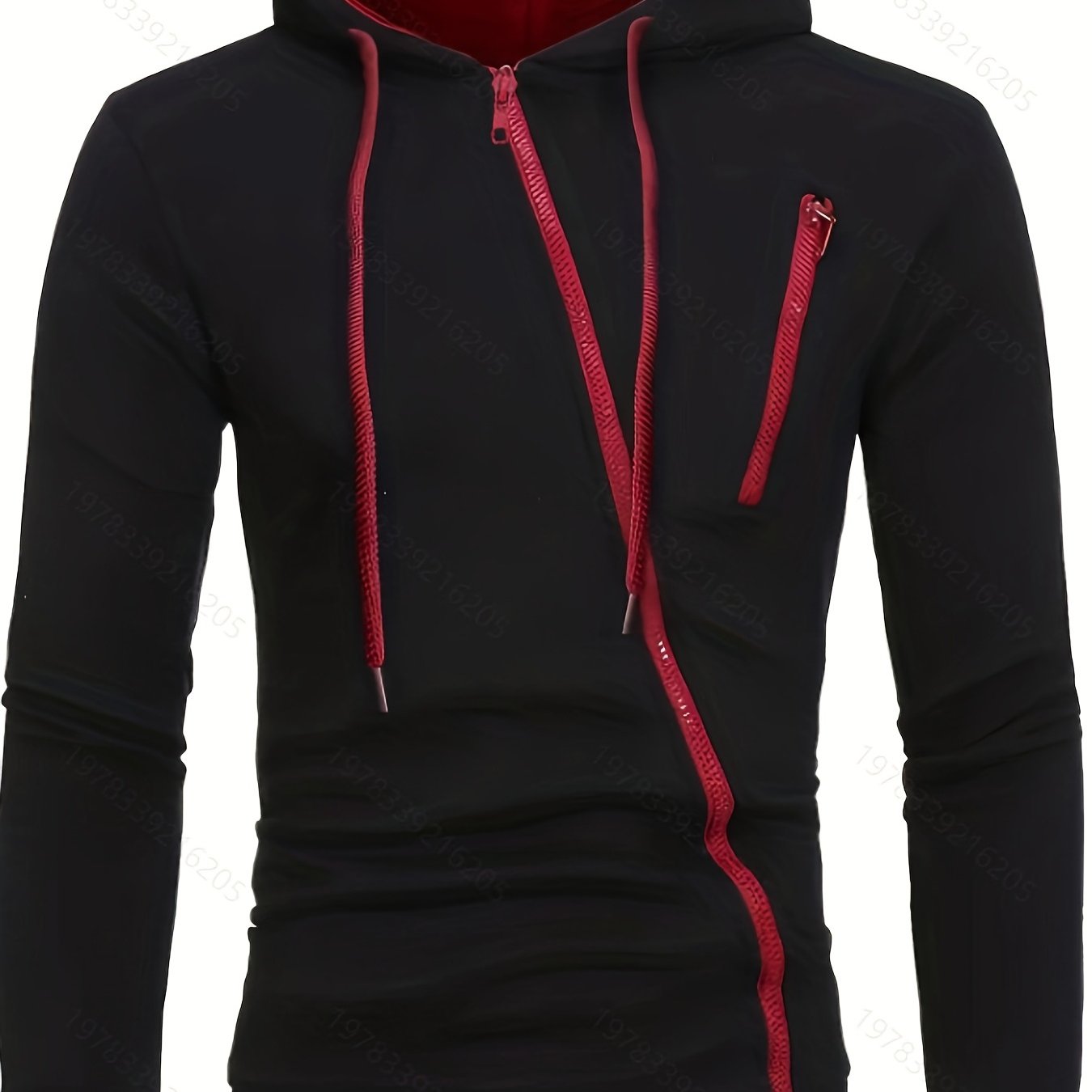 Men's Fashion New Diagonal Zipper Hooded Sweatshirt