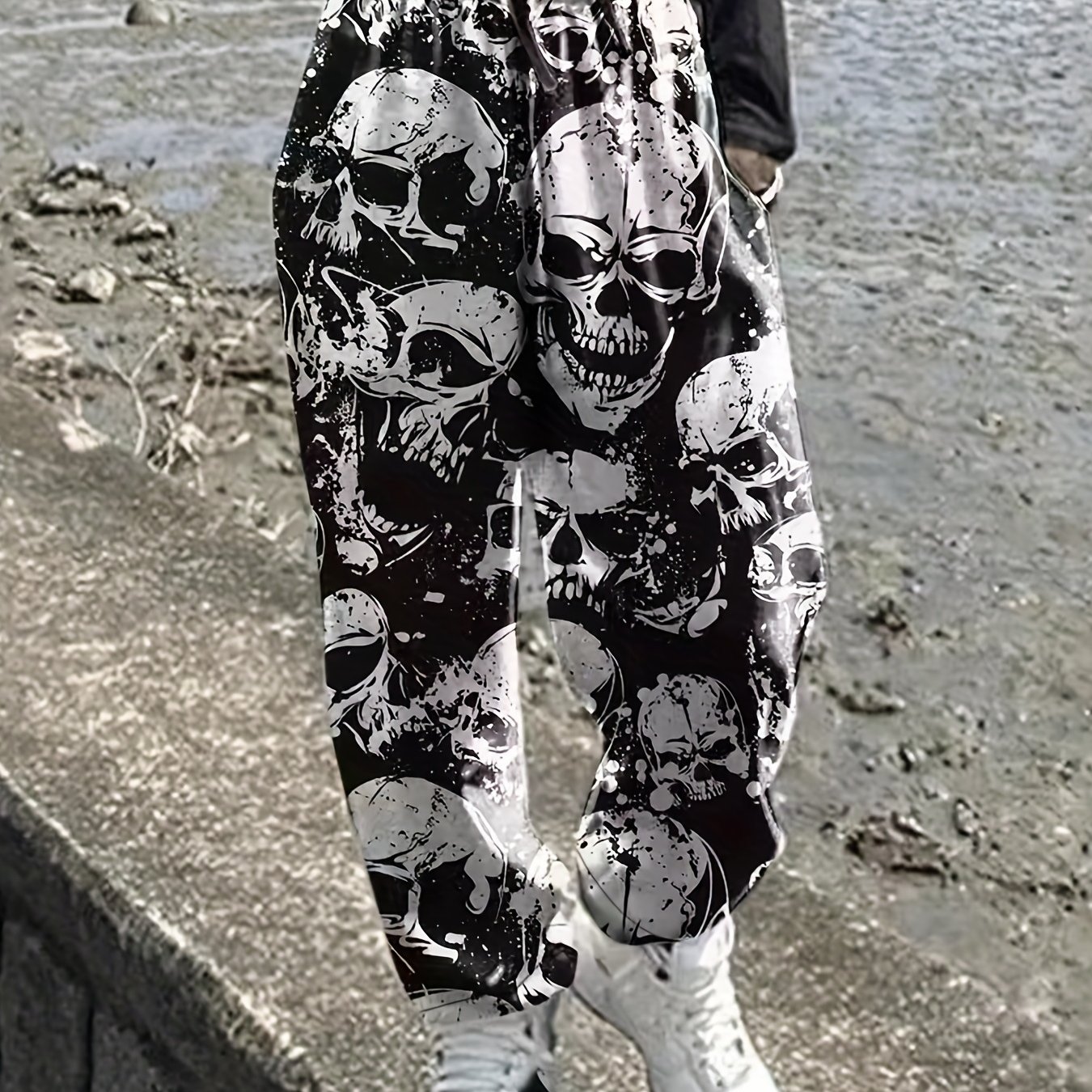 Plus Size Halloween Goth Pants Women's Plus Allover Skull - Temu Germany