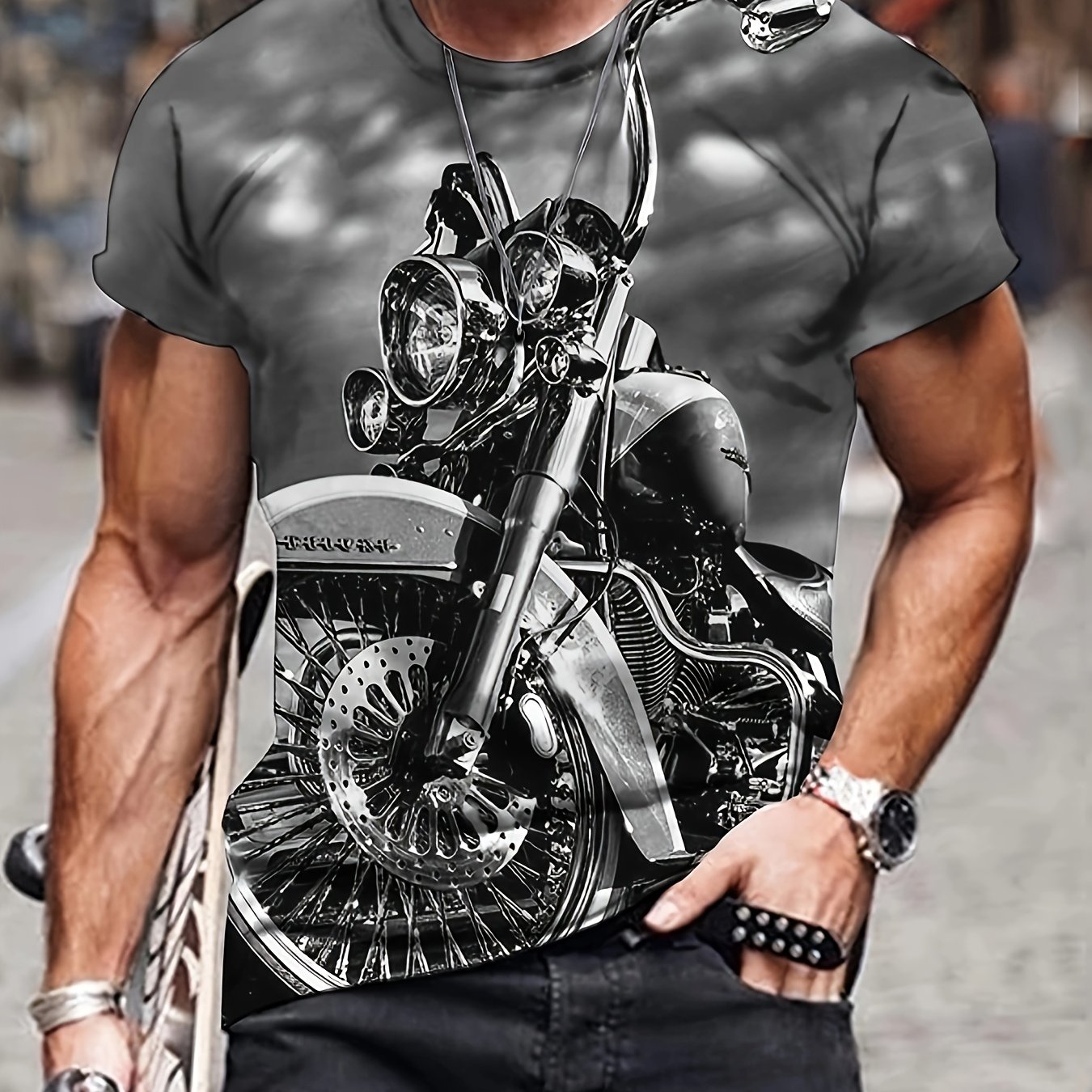 TEMU Camiseta Con Gráfico De Motocicleta 3D Para Hombre, Jersey Transpirable De Estiramiento Medio Activo Para Exteriores