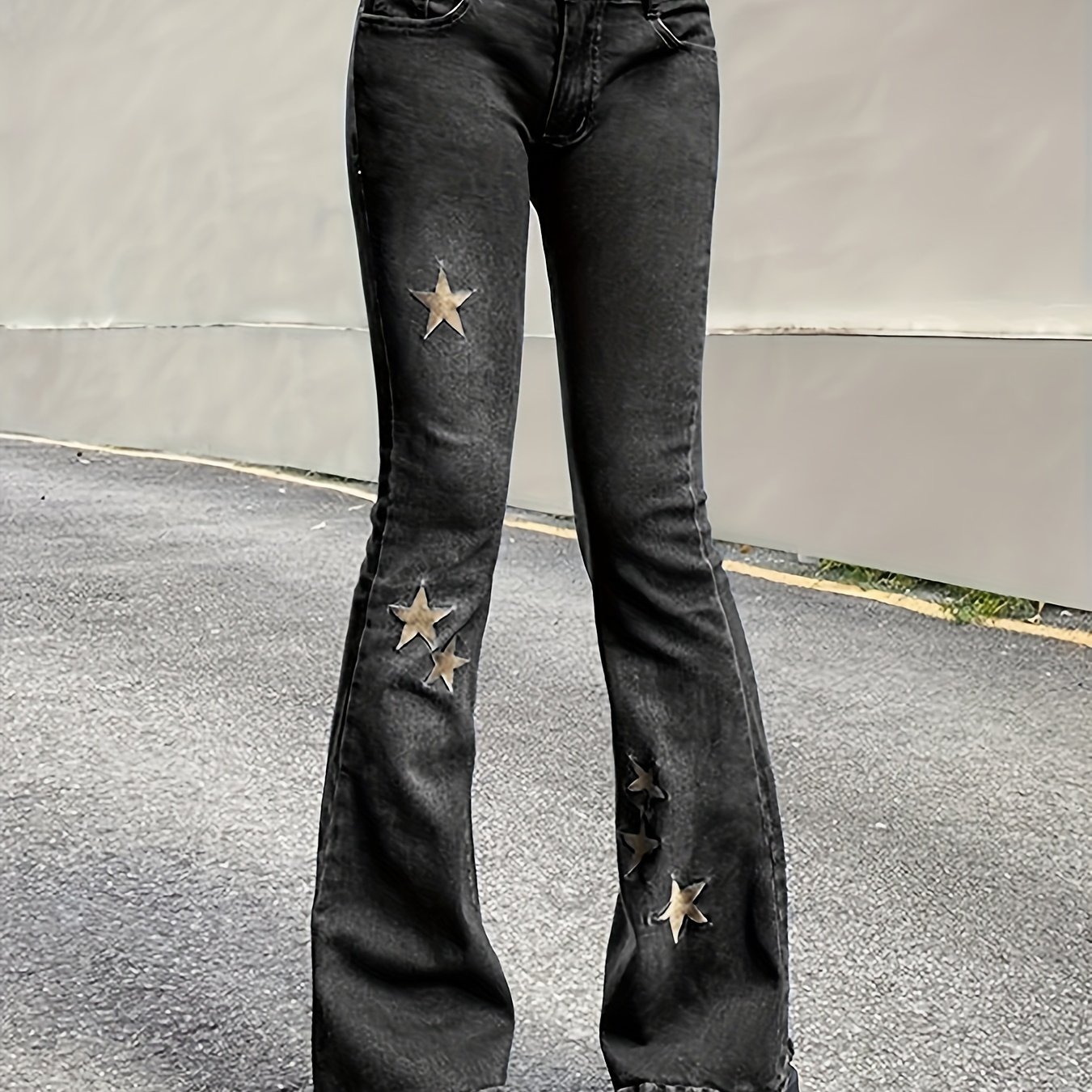 Blue Star Print Flare Jeans, High Stretch Y2K Style Bell Bottom Jeans,  Women's Denim Jeans & Clothing - Perfect For Carnaval Music Festival
