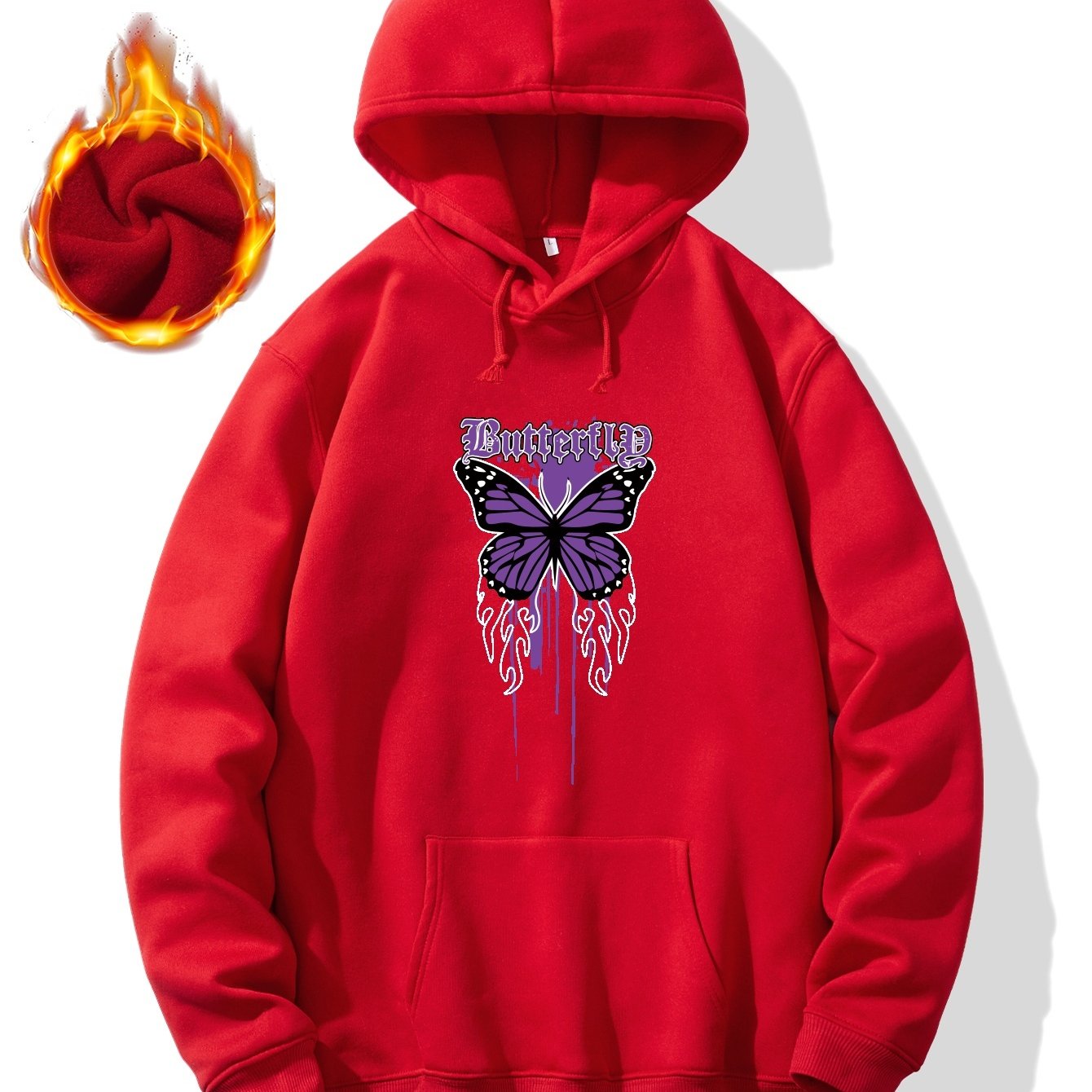 Retro Butterfly Print Hoodie, Cool Hoodies For Men, Men's Casual