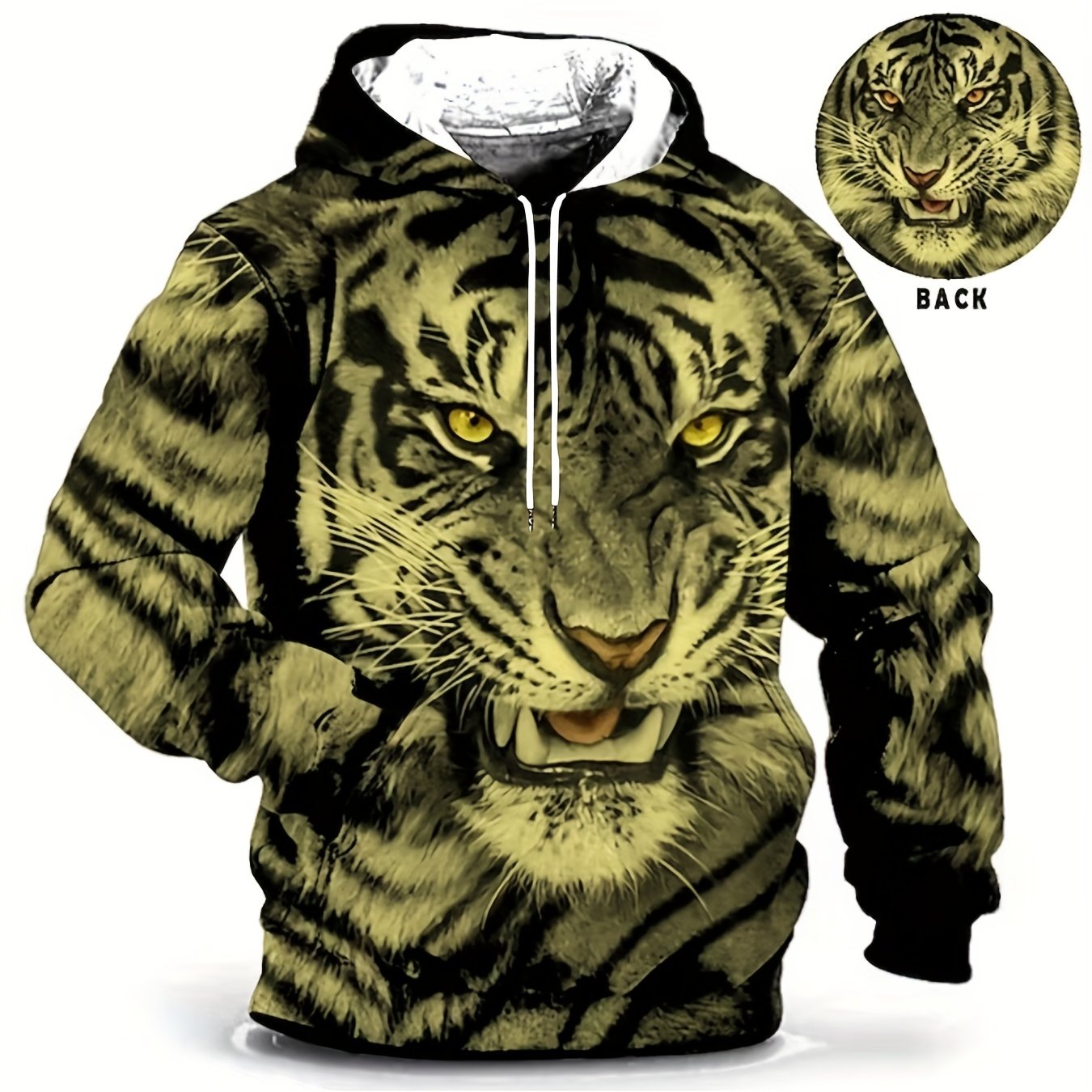 Plus Size 3d Tiger Print Hoodie Cool Hoodies Men Men's - Temu