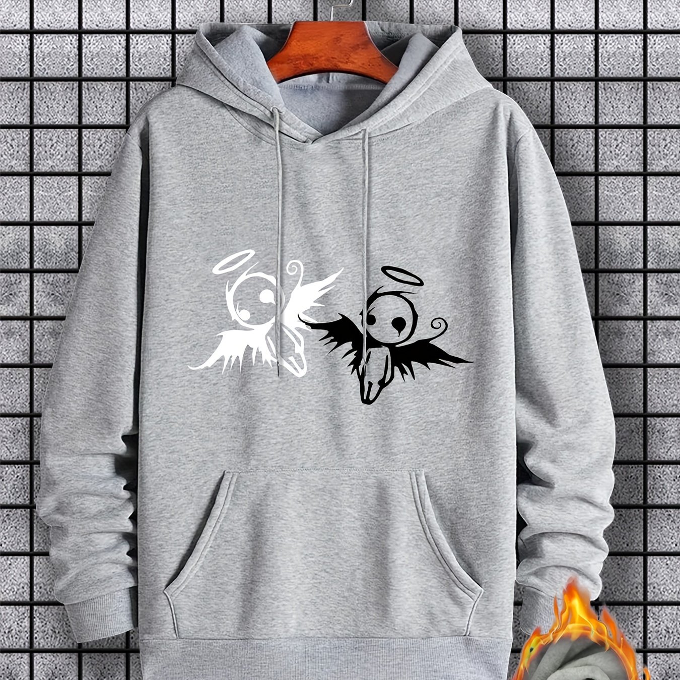 Angel & Demon Print Hoodie, Cool Hoodies For Men, Men's Casual Graphic  Design Pullover Hooded Sweatshirt With Kangaroo Pocket Streetwear For  Winter Fall, As Gifts - Temu Romania