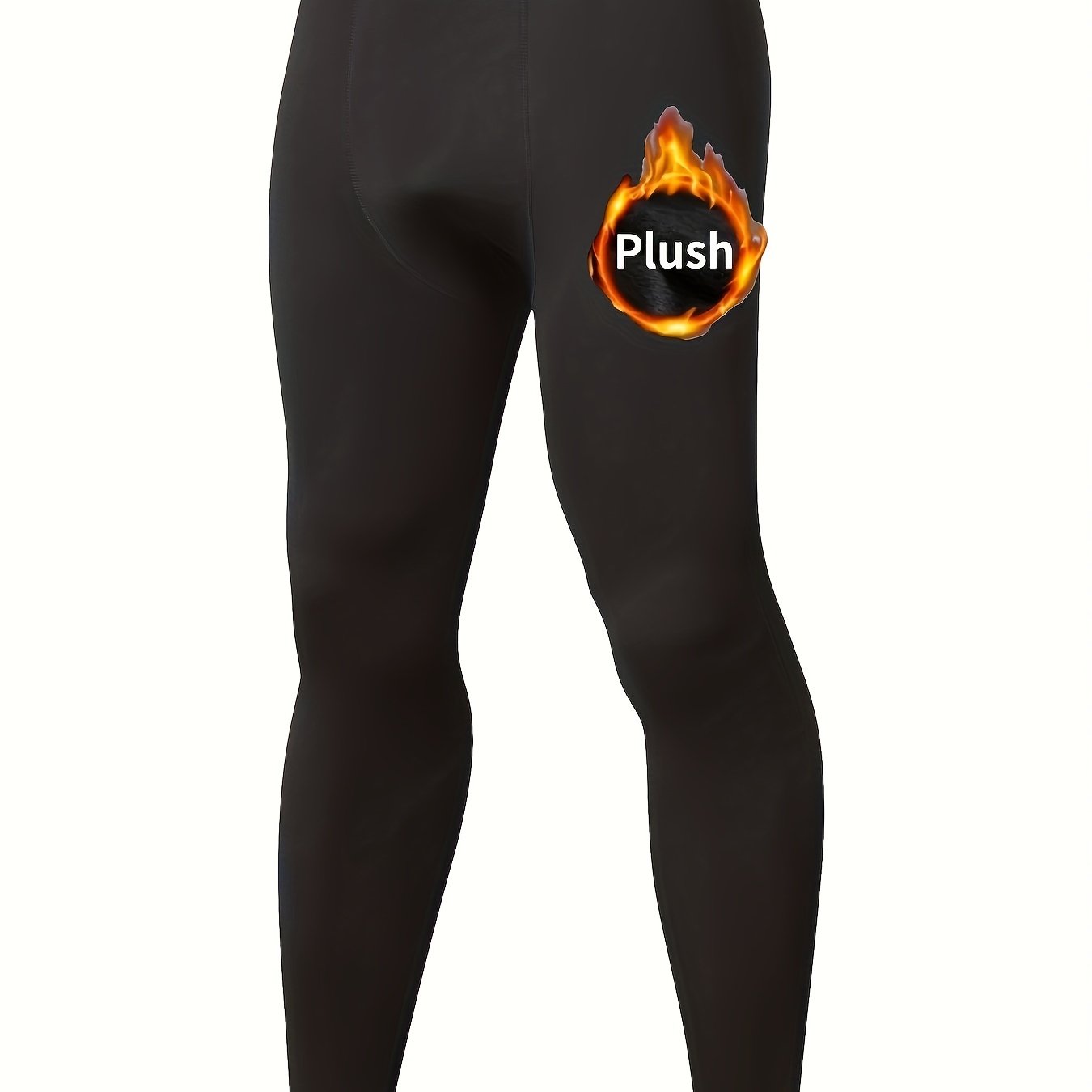 TEMU Men's Quick-dry Moisture-wicking Athletic Leggings - High-stretch Gym Pants With Fire Design, Shrink-resistant & Breathable, Full-length Coverage For Running, Cycling