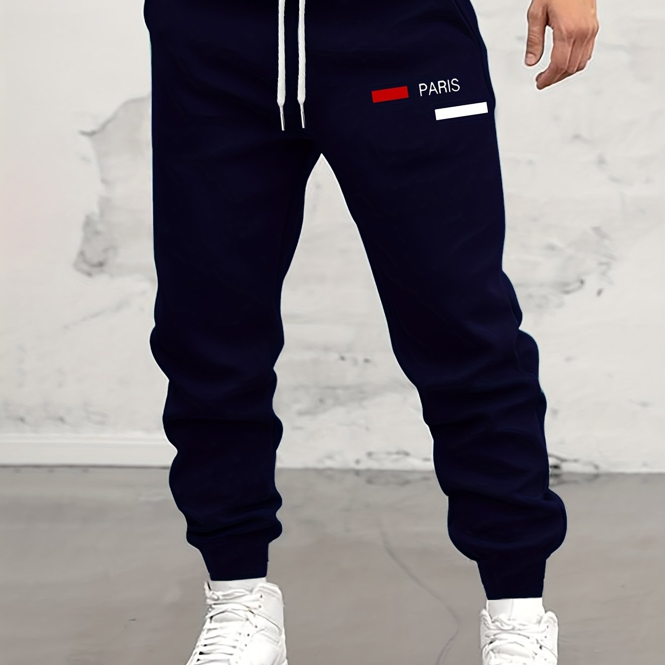 TEMU Trendy Pattern Print Drawstring Sweatpants Loose Fit Pants Men's Casual Slightly Stretch Joggers For Spring Autumn Running Jogging