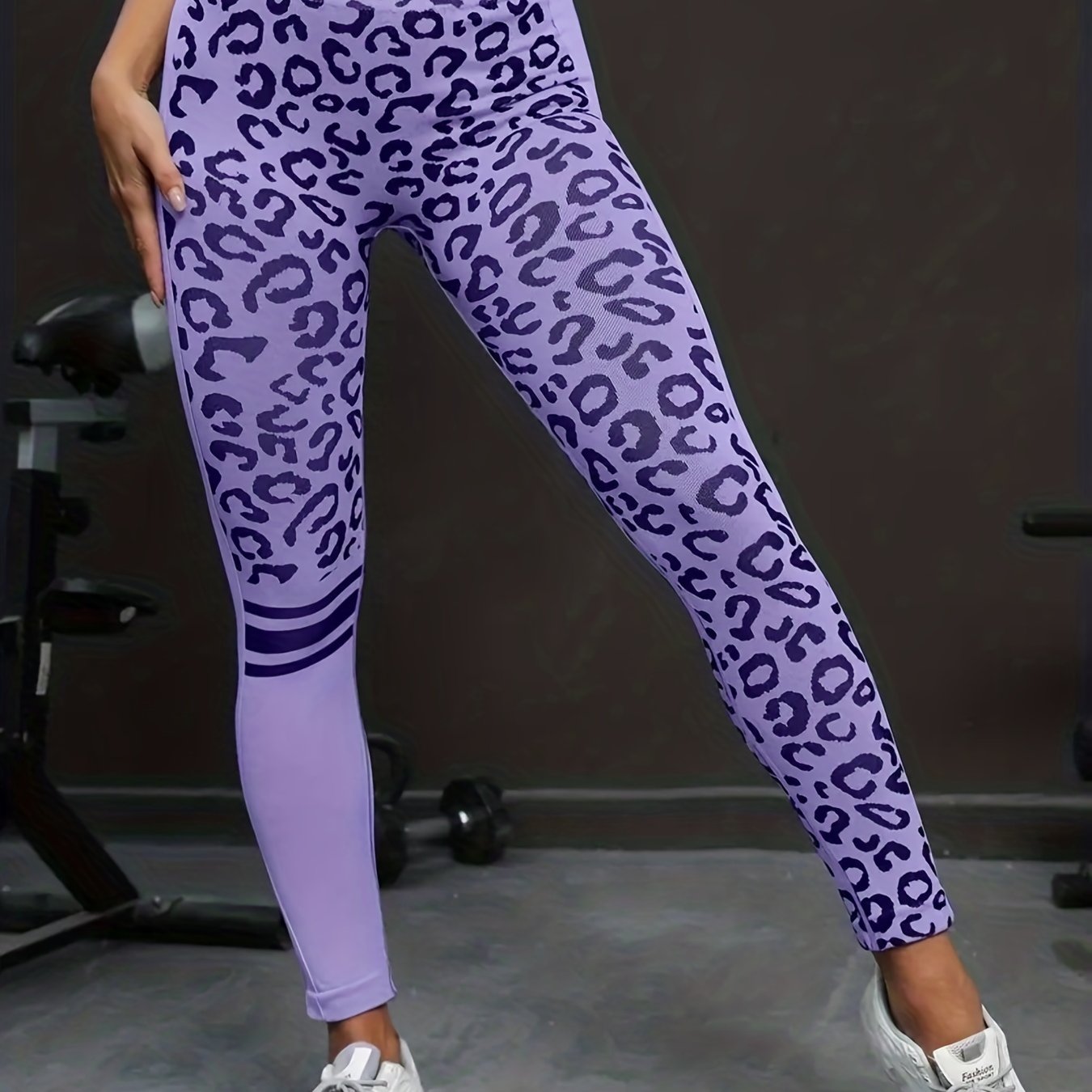 Leopard Print High Waist Skinny Sports Yoga Pants, Striped Seamless Quick  Dying Butt Lifting Slim Leggings, Women's Activewear