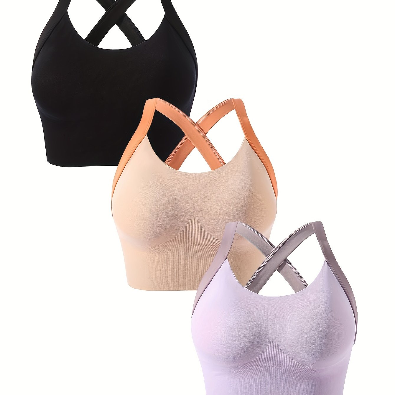 Color Block Yoga Sports Bra Contrast Binding Stitching High - Temu