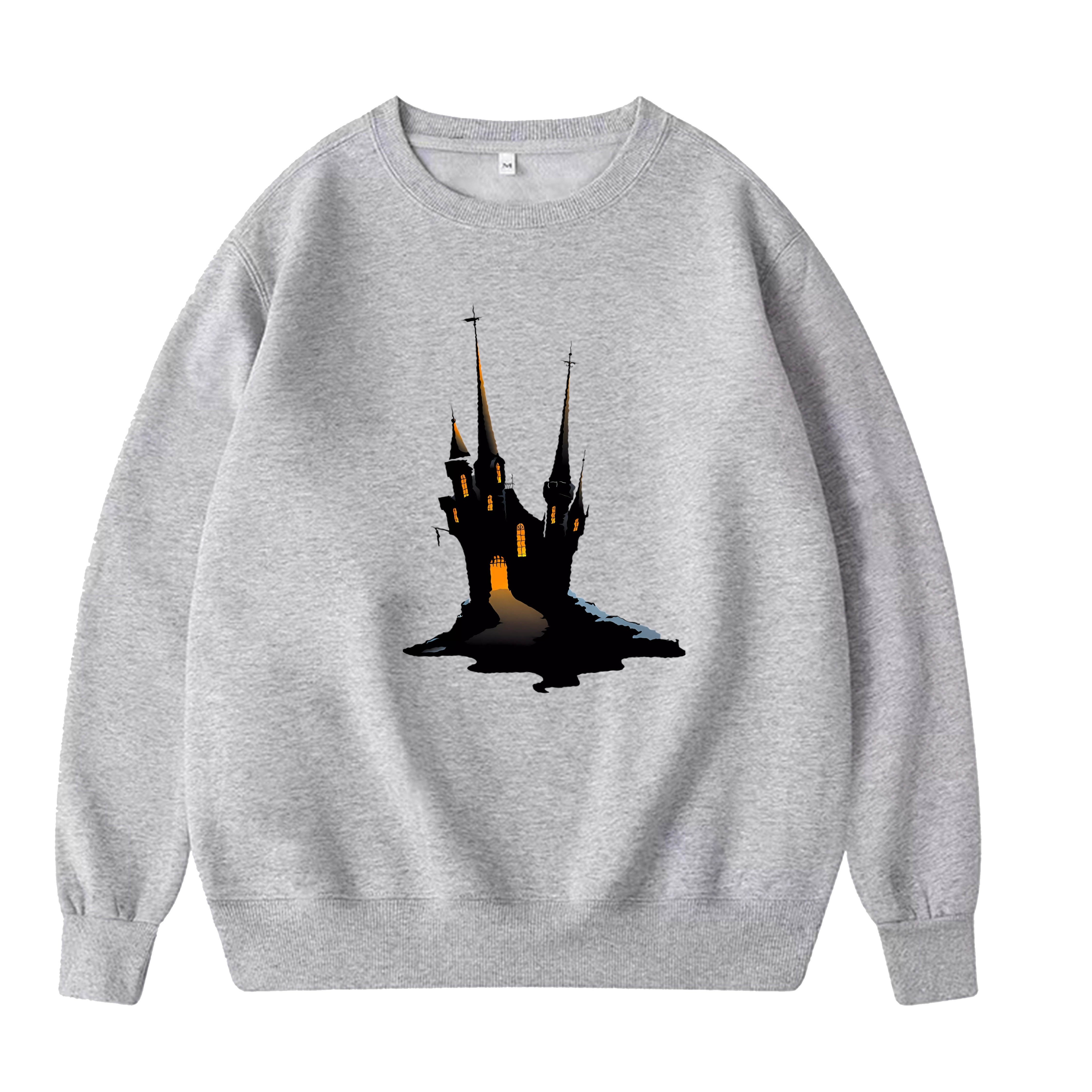 Halloween Series Castle Print Hoodie, Cool Hoodies Para Homens