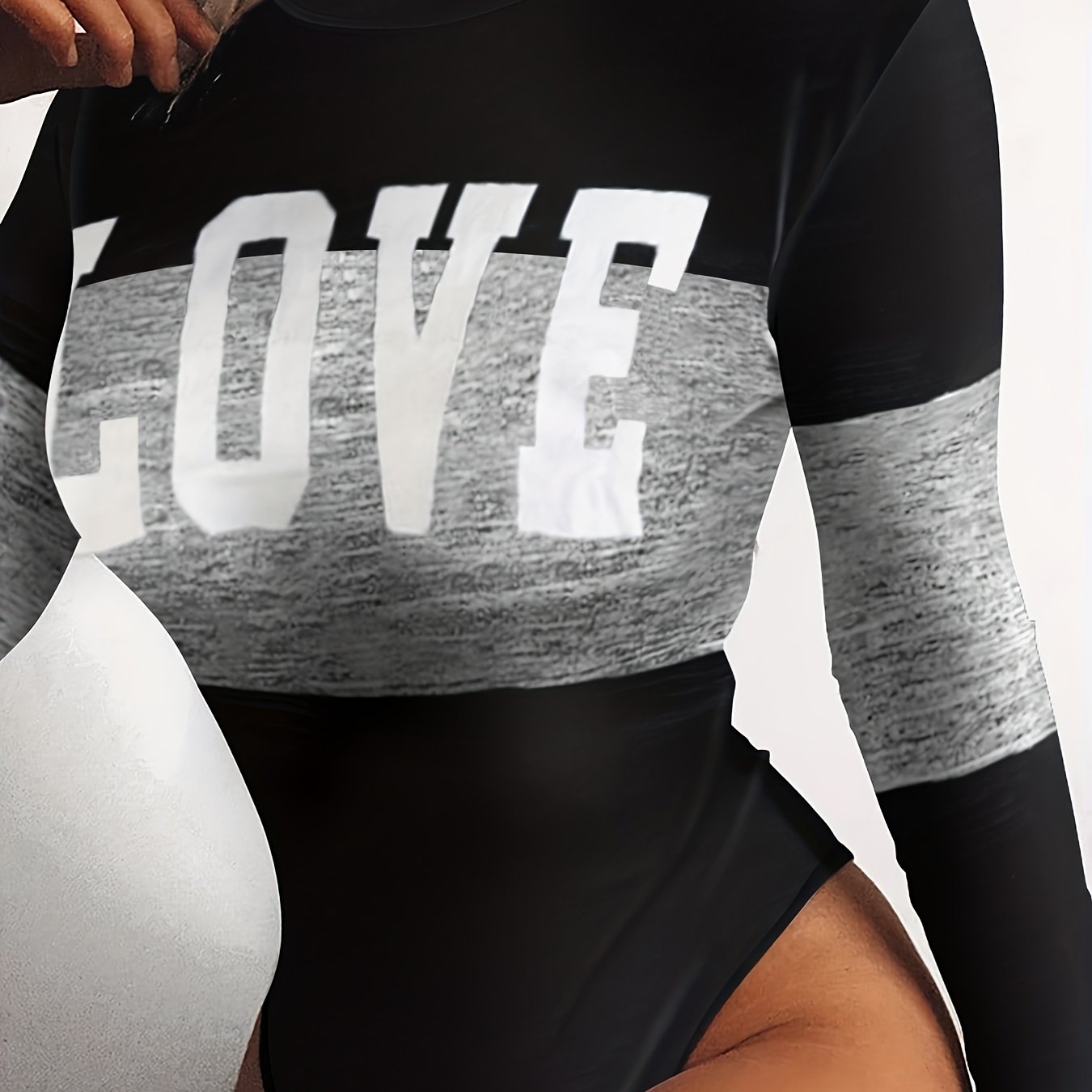 Color-block Printed Bodysuit